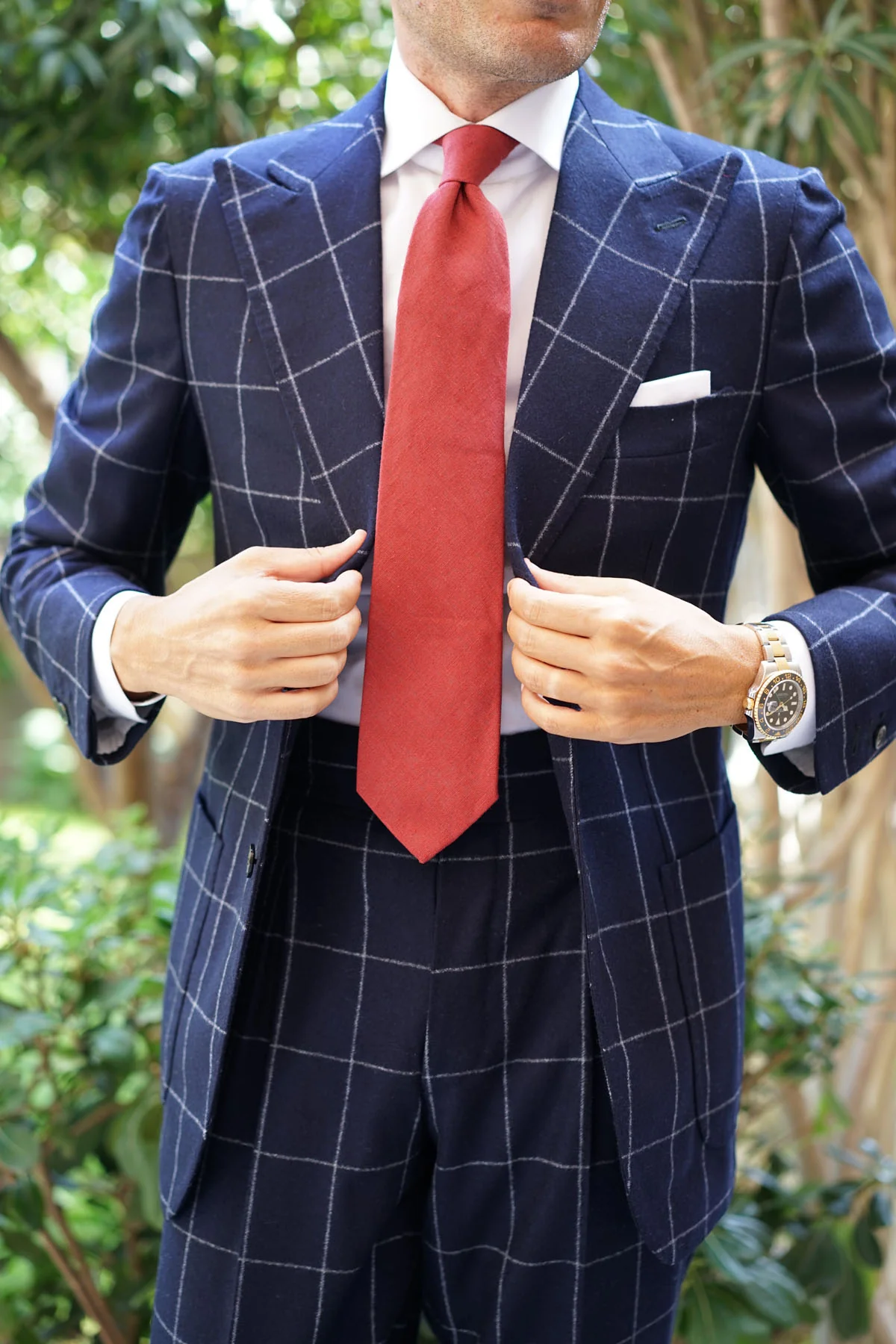 Maroon Slub Linen Necktie - Image 9
