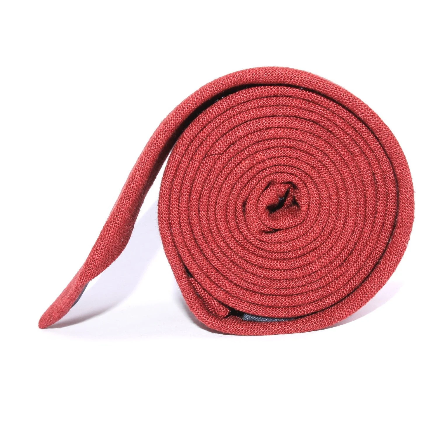 Maroon Slub Linen Skinny Tie - Image 3