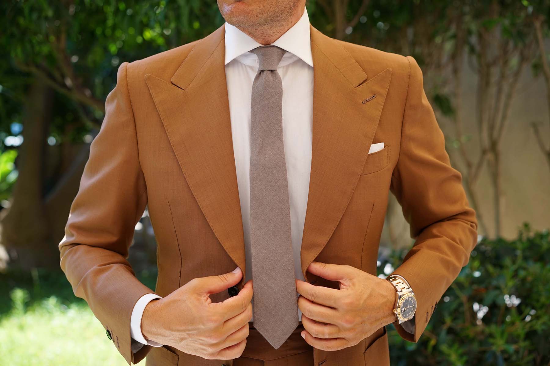 Mercury Charcoal Linen Skinny Tie - Image 4