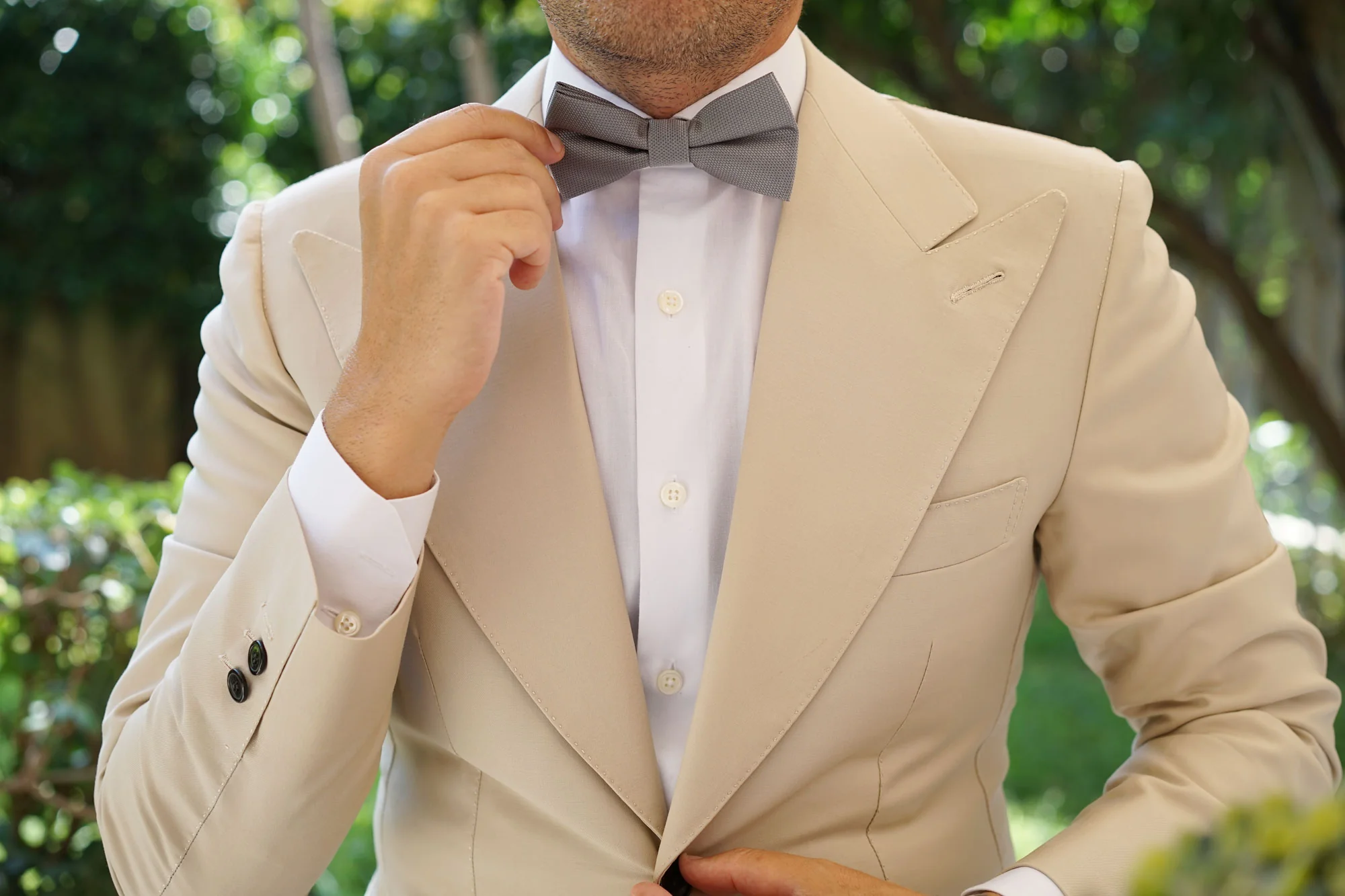 Mercury Grey Weave Bow Tie - Image 5