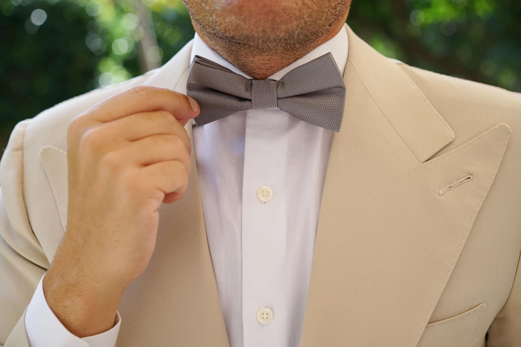 Mercury Grey Weave Bow Tie - Image 6