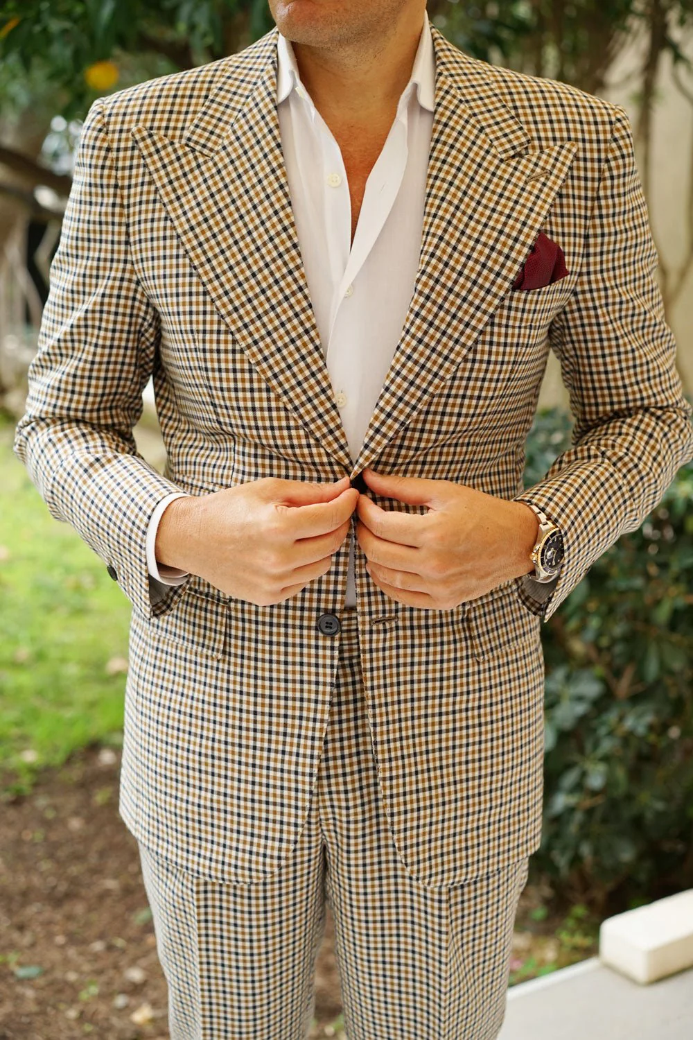 Metallic Maroon Oxford Weave Pocket Square - Image 4