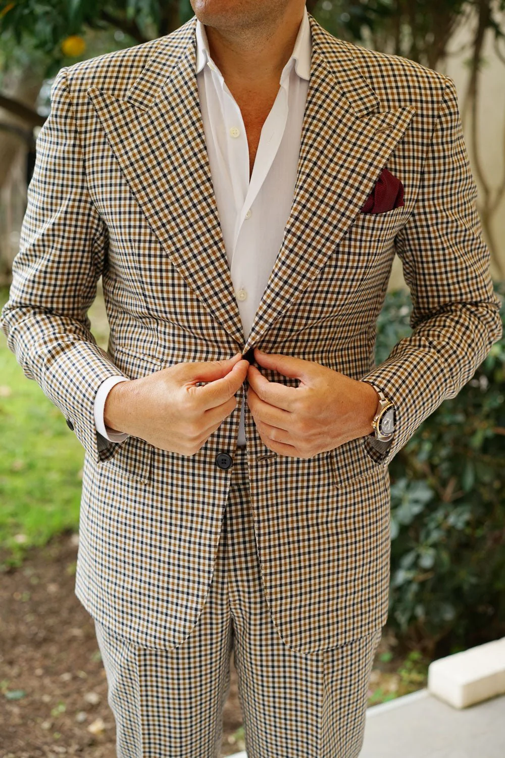 Metallic Maroon Oxford Weave Pocket Square - Image 7