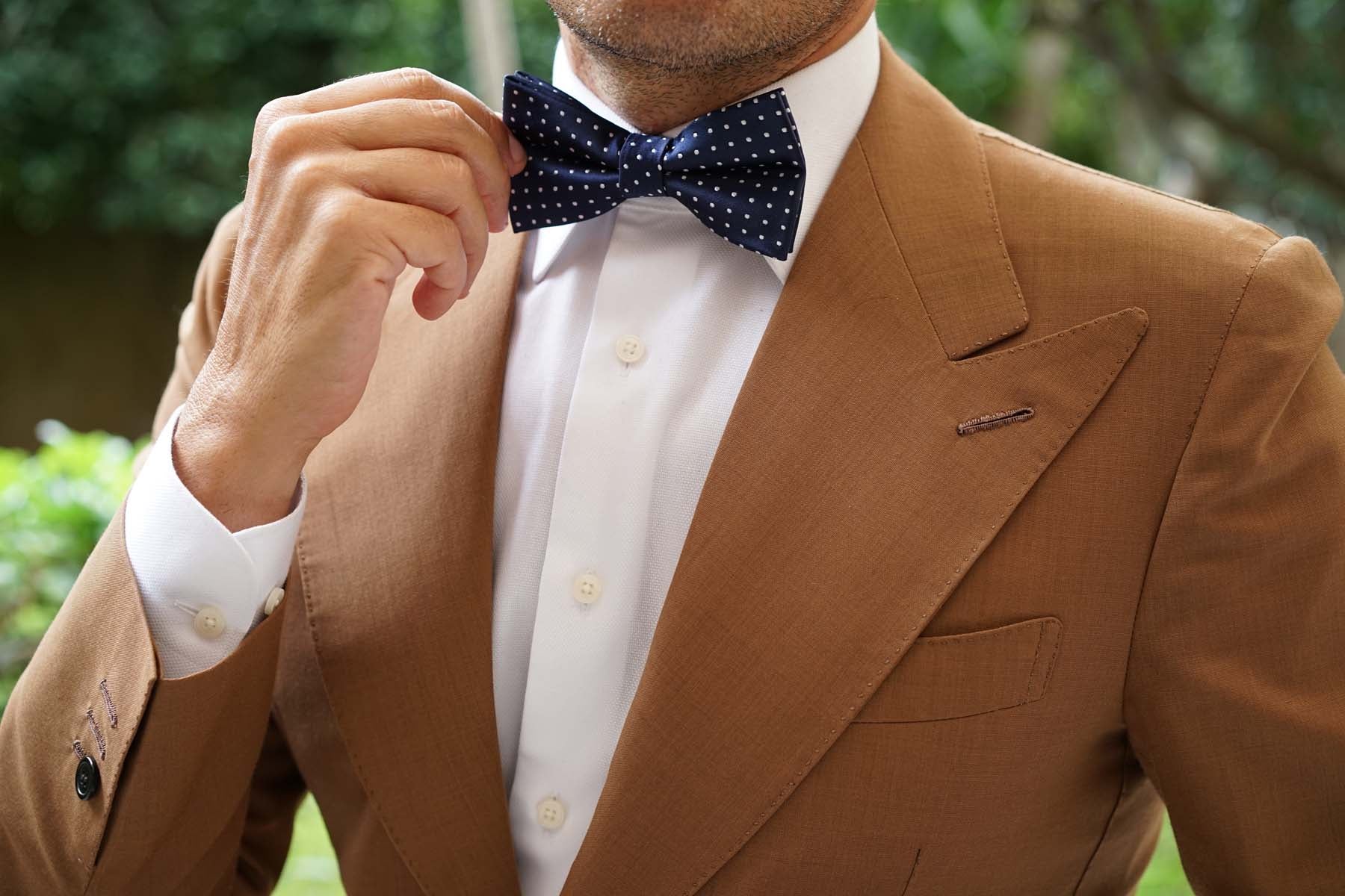 Midnight Blue Mini Pin Dots Bow Tie - Image 5
