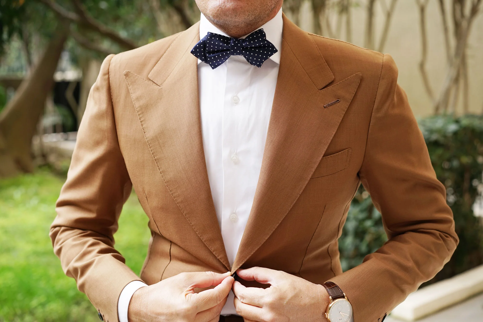 Midnight Blue Mini Pin Dots Diamond Bow Tie - Image 5