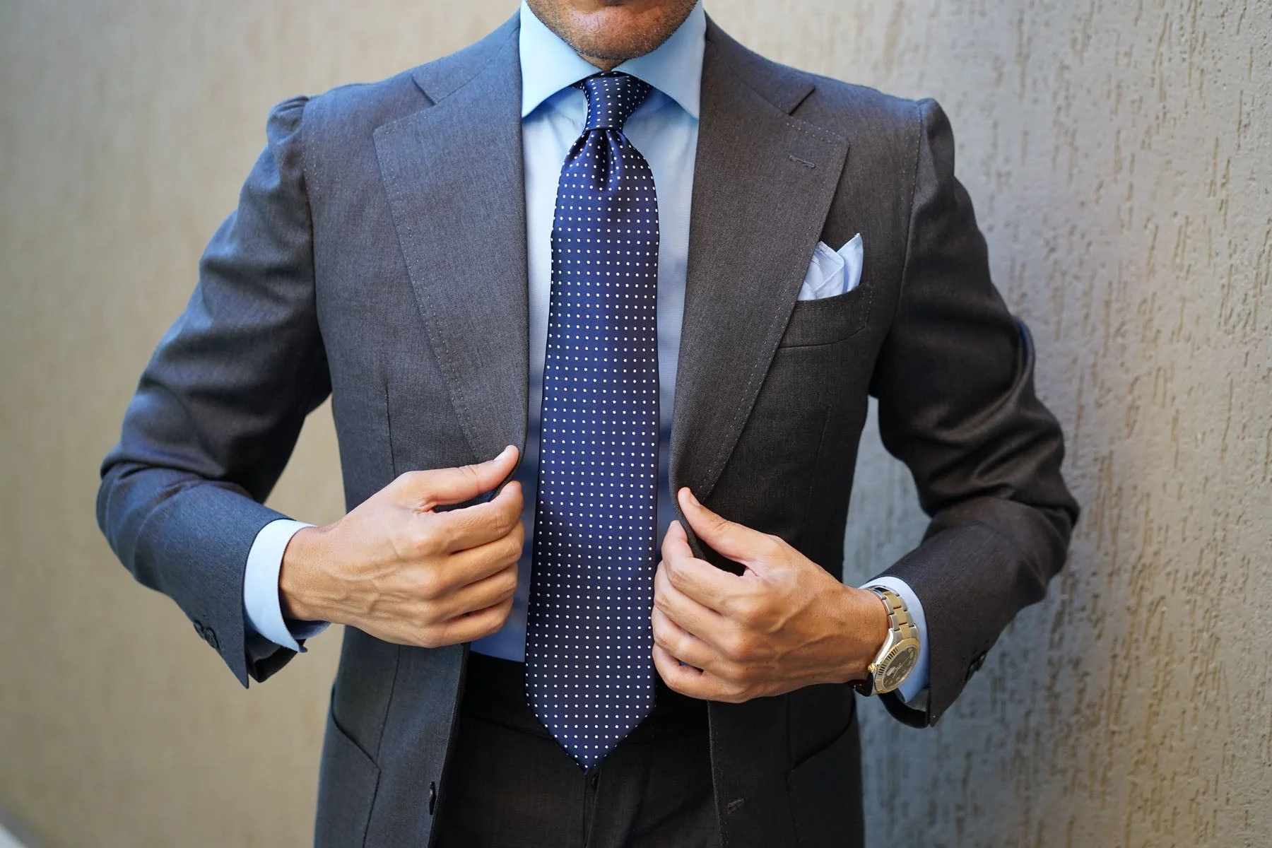 Midnight Blue Mini Pin Dots Tie - Image 9