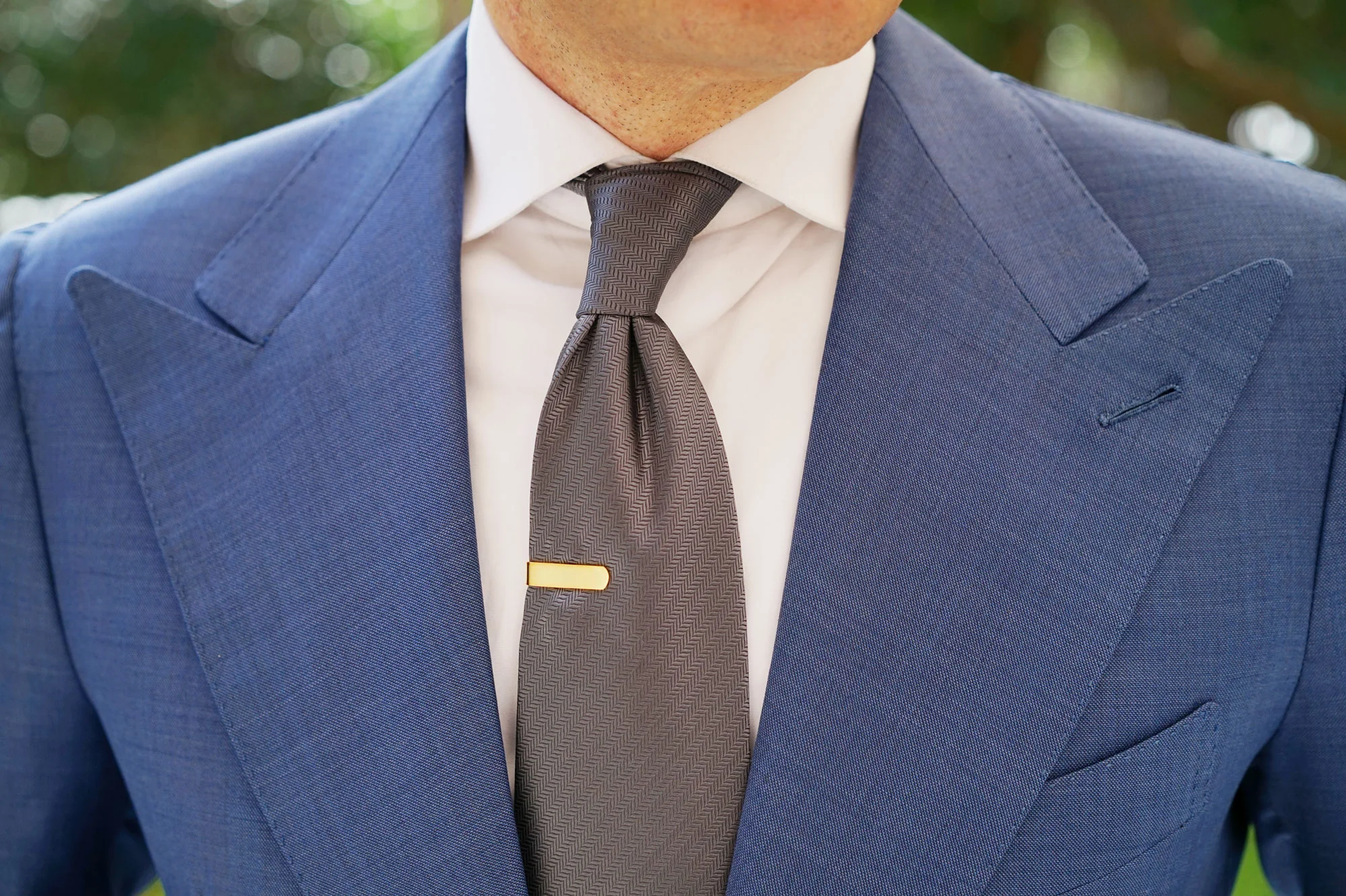 Mini Brushed Gold Round Clasp Skinny Tie Bar - Image 11