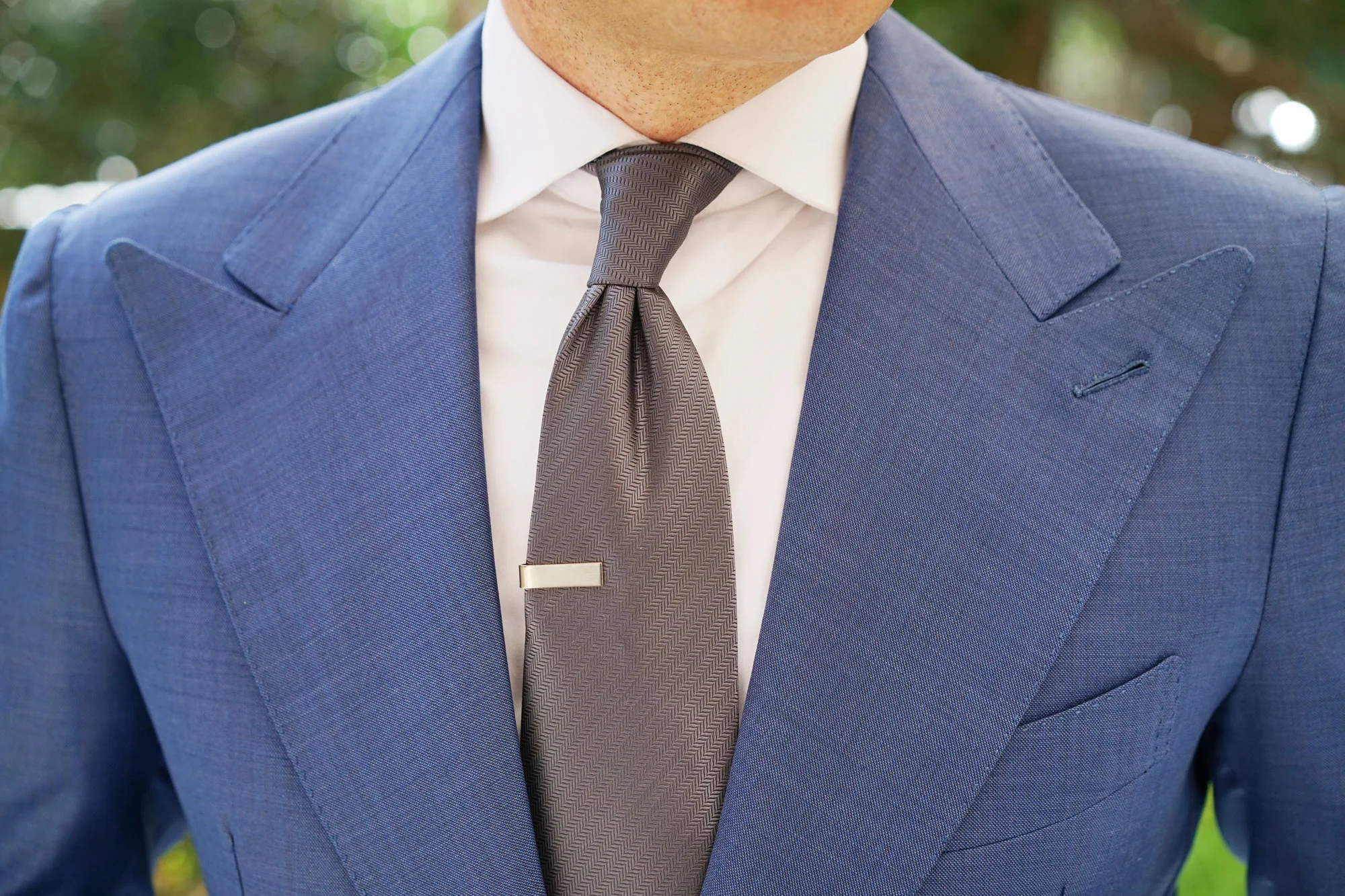 Mini Brushed Silver Square Clasp Skinny Tie Bar - Image 10