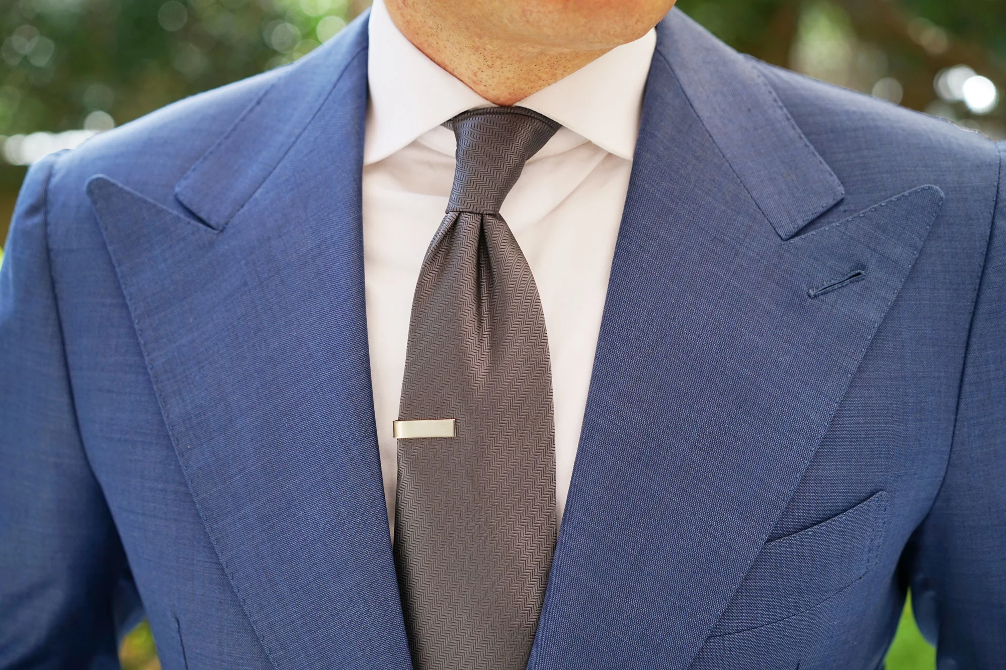Mini Brushed Silver Square Clasp Skinny Tie Bar - Image 11