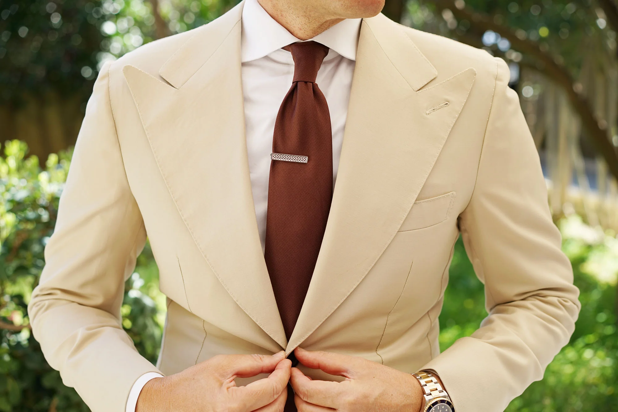 Mini Silver Crocetti Mesh Tie Bar - Image 3