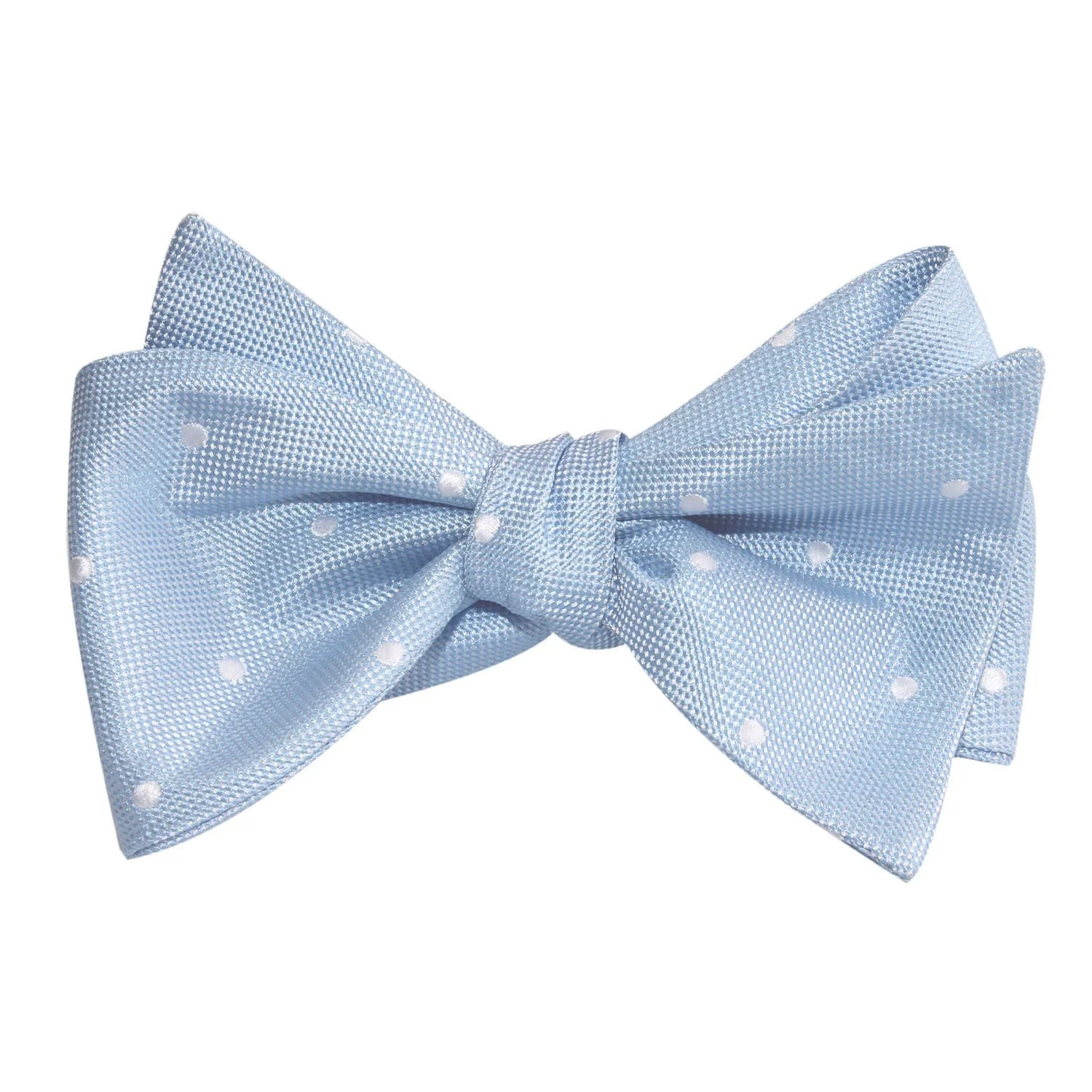 Mint Blue with White Polka Dots Self Tie Bow Tie - Image 2