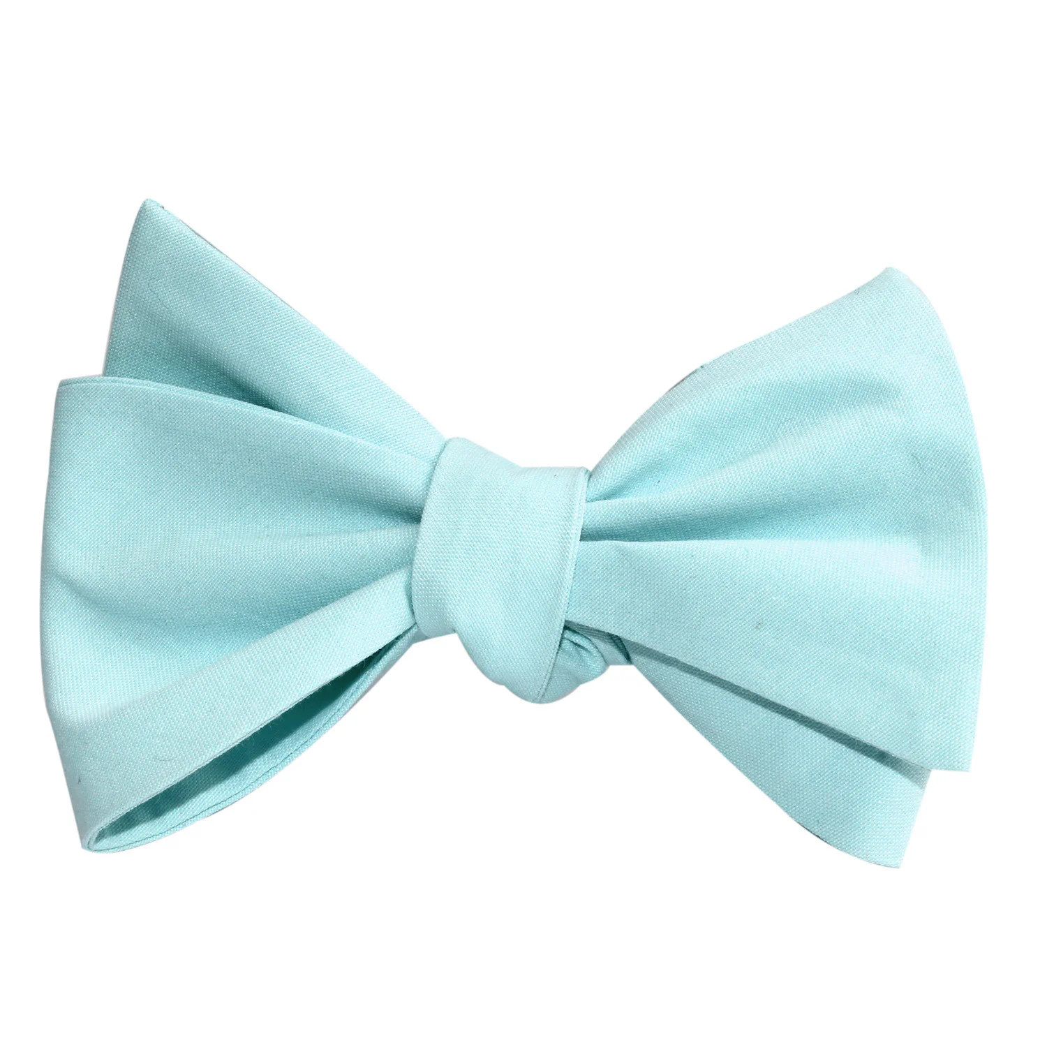 Mint Green Cotton Self Tie Bow Tie - Image 3