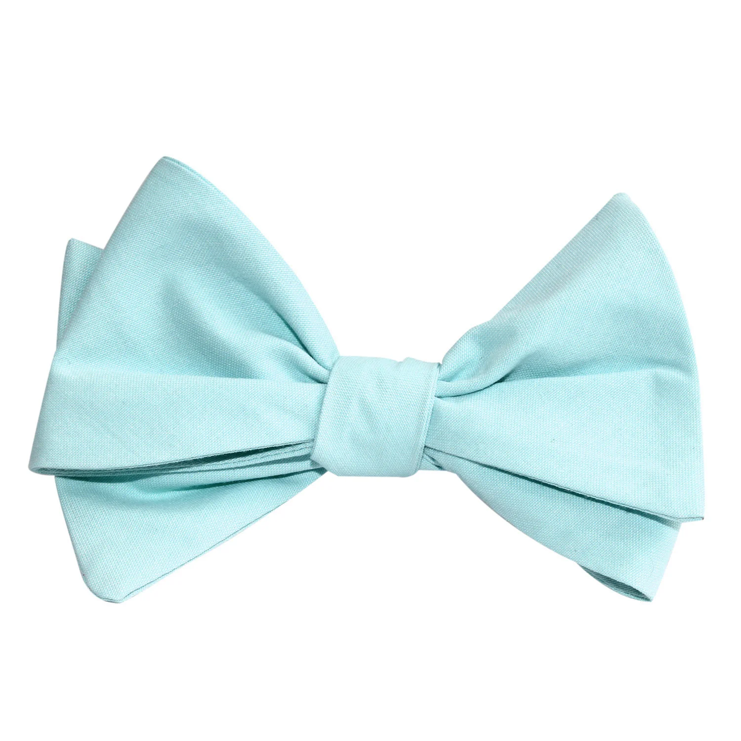 Mint Green Cotton Self Tie Bow Tie - Image 4