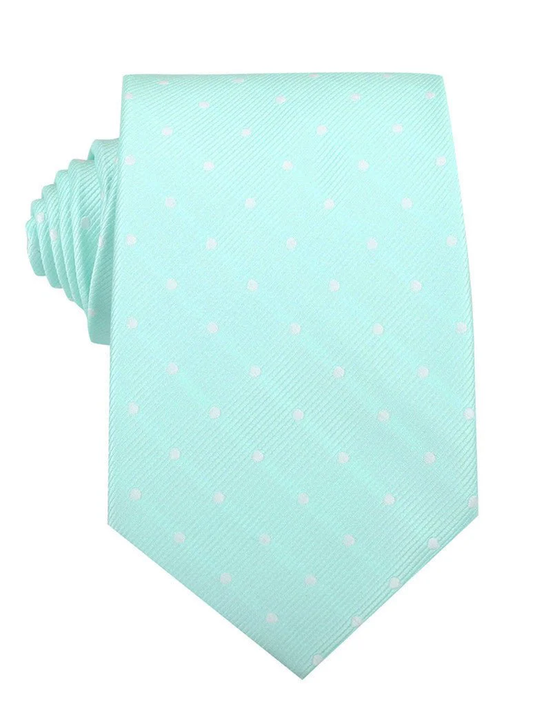 Mint Green with White Polka Dots Necktie