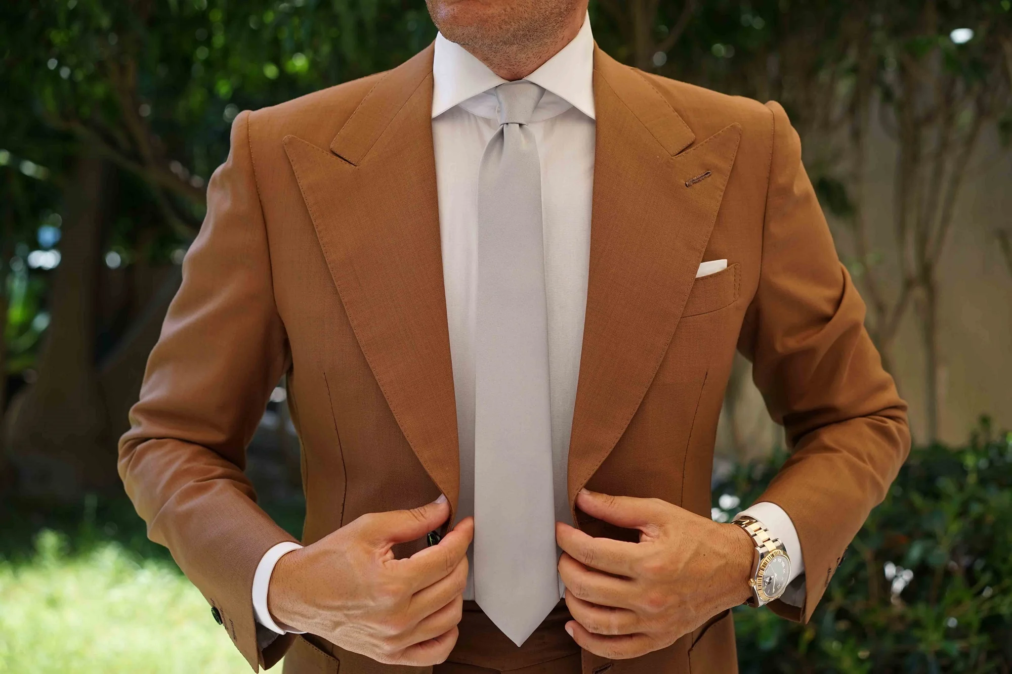 Mystic Silver Satin Skinny Tie - Image 8