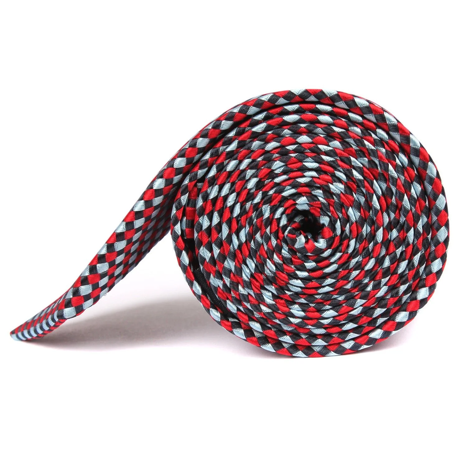 Navy and Light Blue Red Checkered - Skinny Tie - Image 3