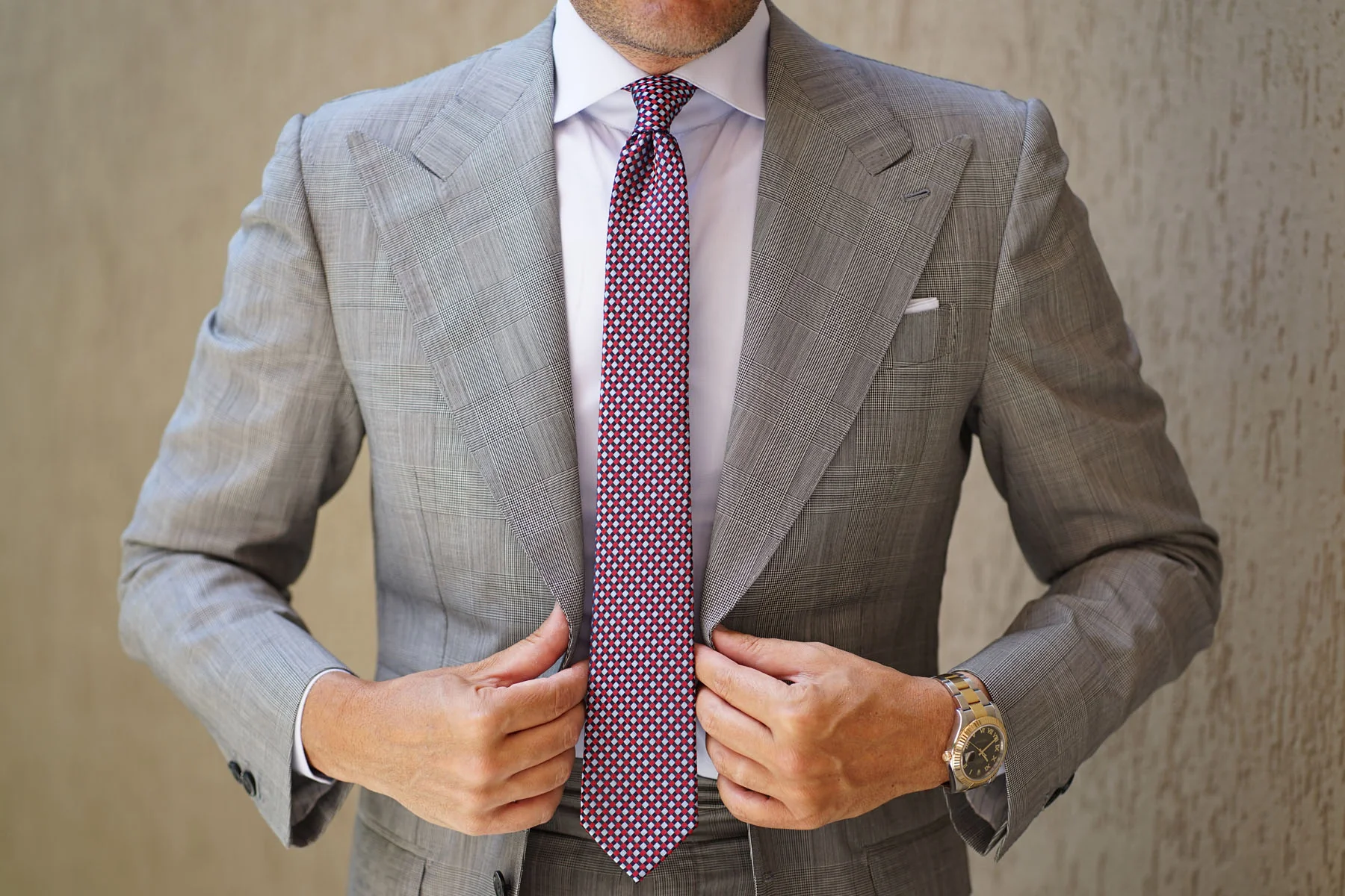 Navy and Light Blue Red Checkered - Skinny Tie - Image 5