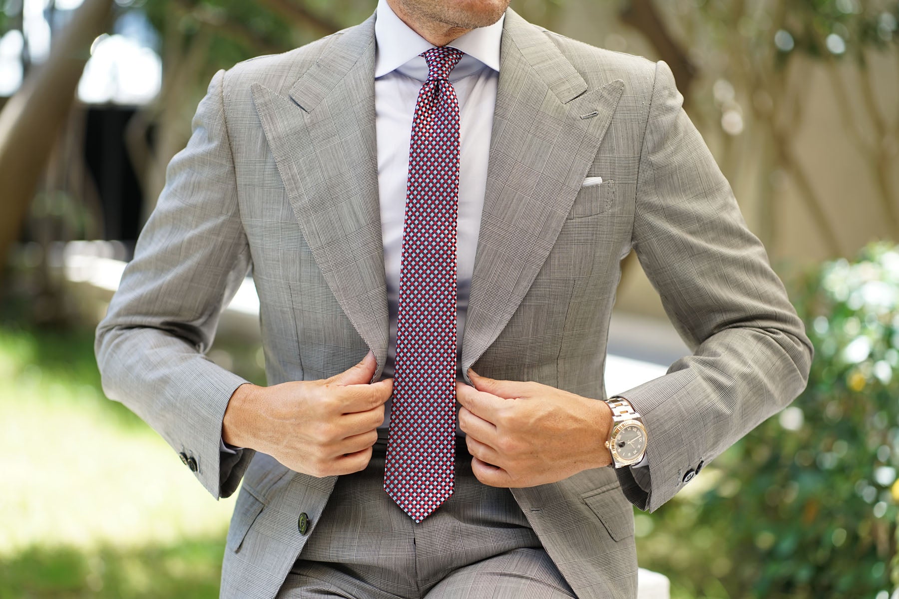 Navy and Light Blue Red Checkered - Skinny Tie - Image 8
