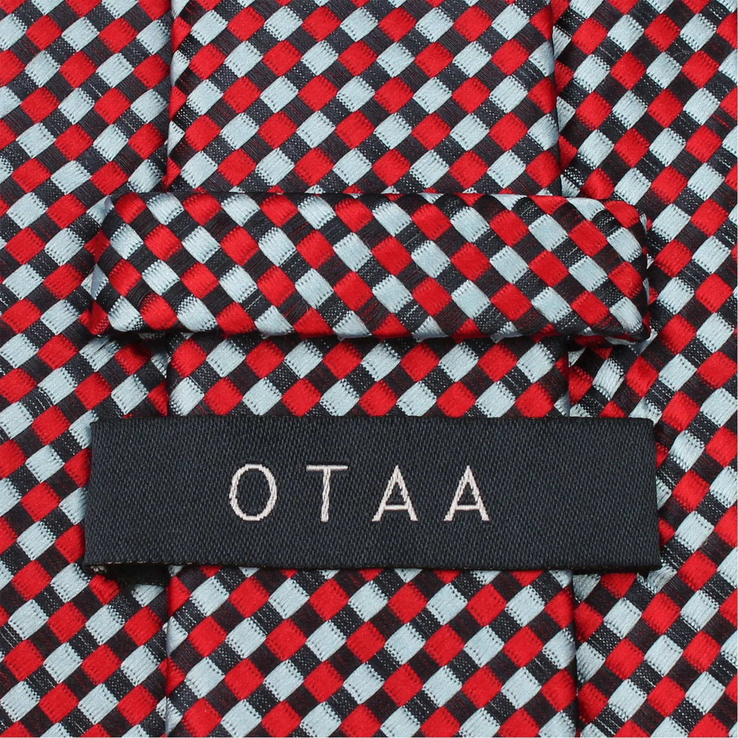 Navy and Light Blue Red Checkered Tie - Image 5