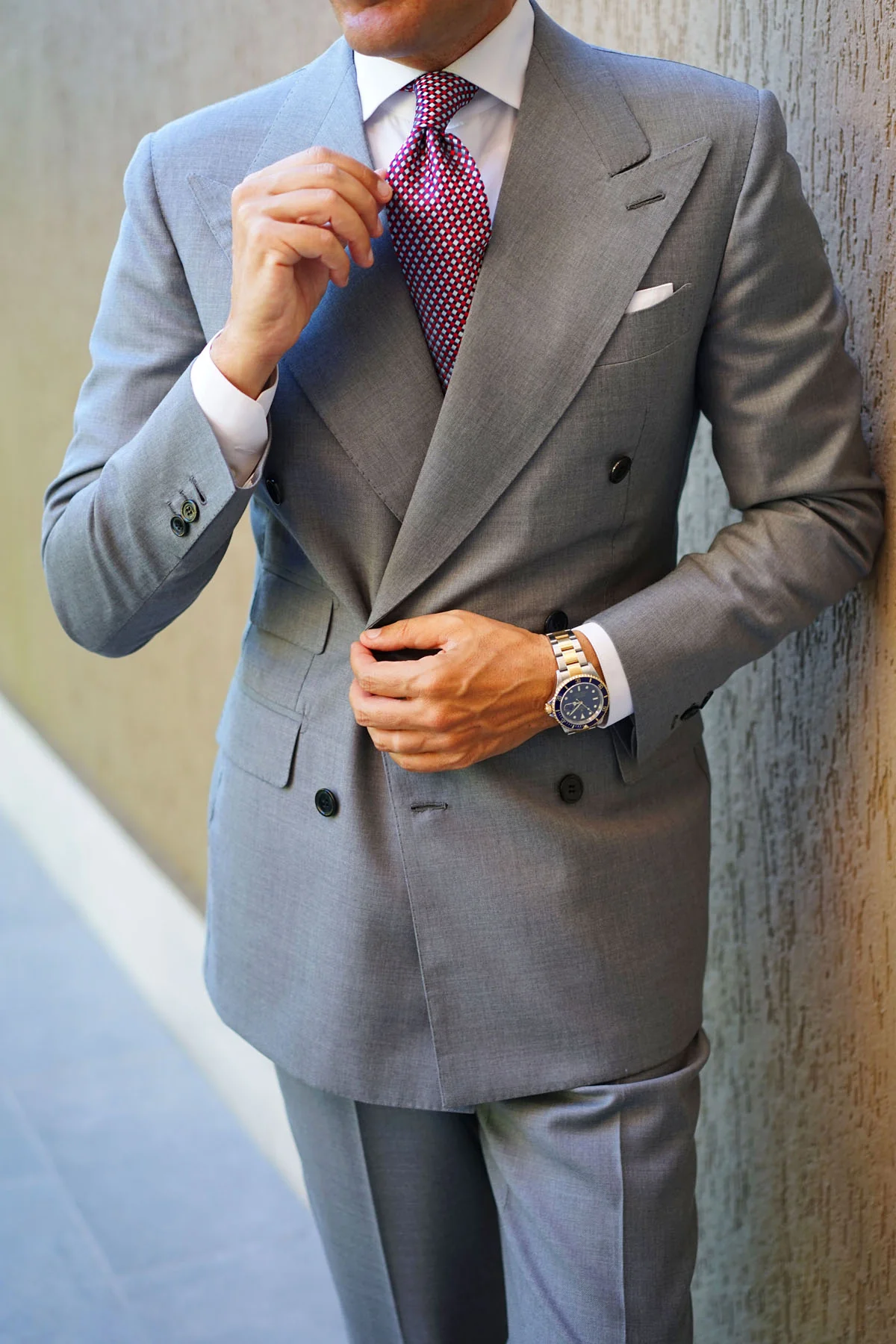 Navy and Light Blue Red Checkered Tie - Image 7