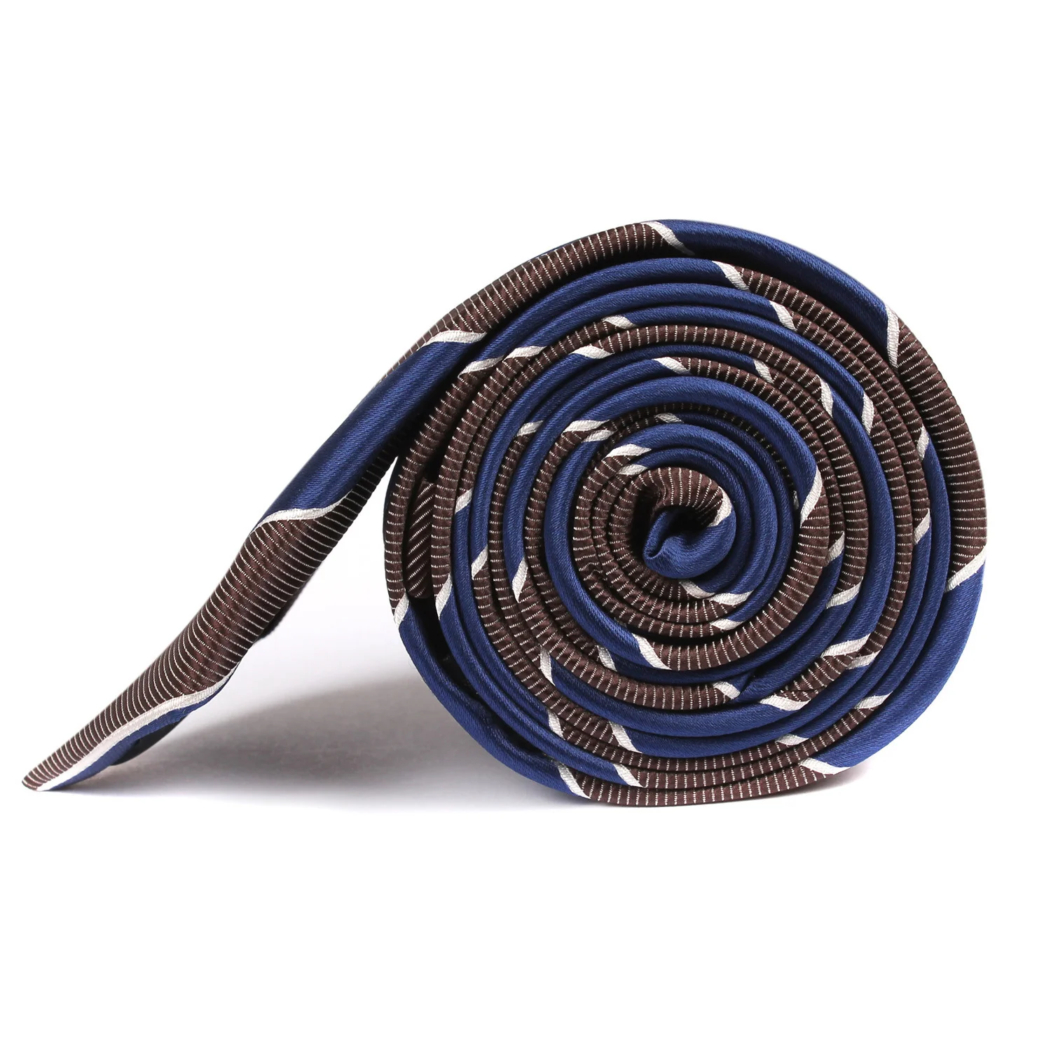 Navy Blue Black White Diagonal - Skinny Tie - Image 3