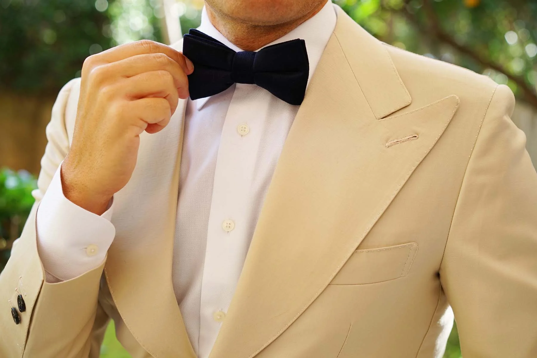 Navy Blue Bond Velvet Bow Tie - Image 6