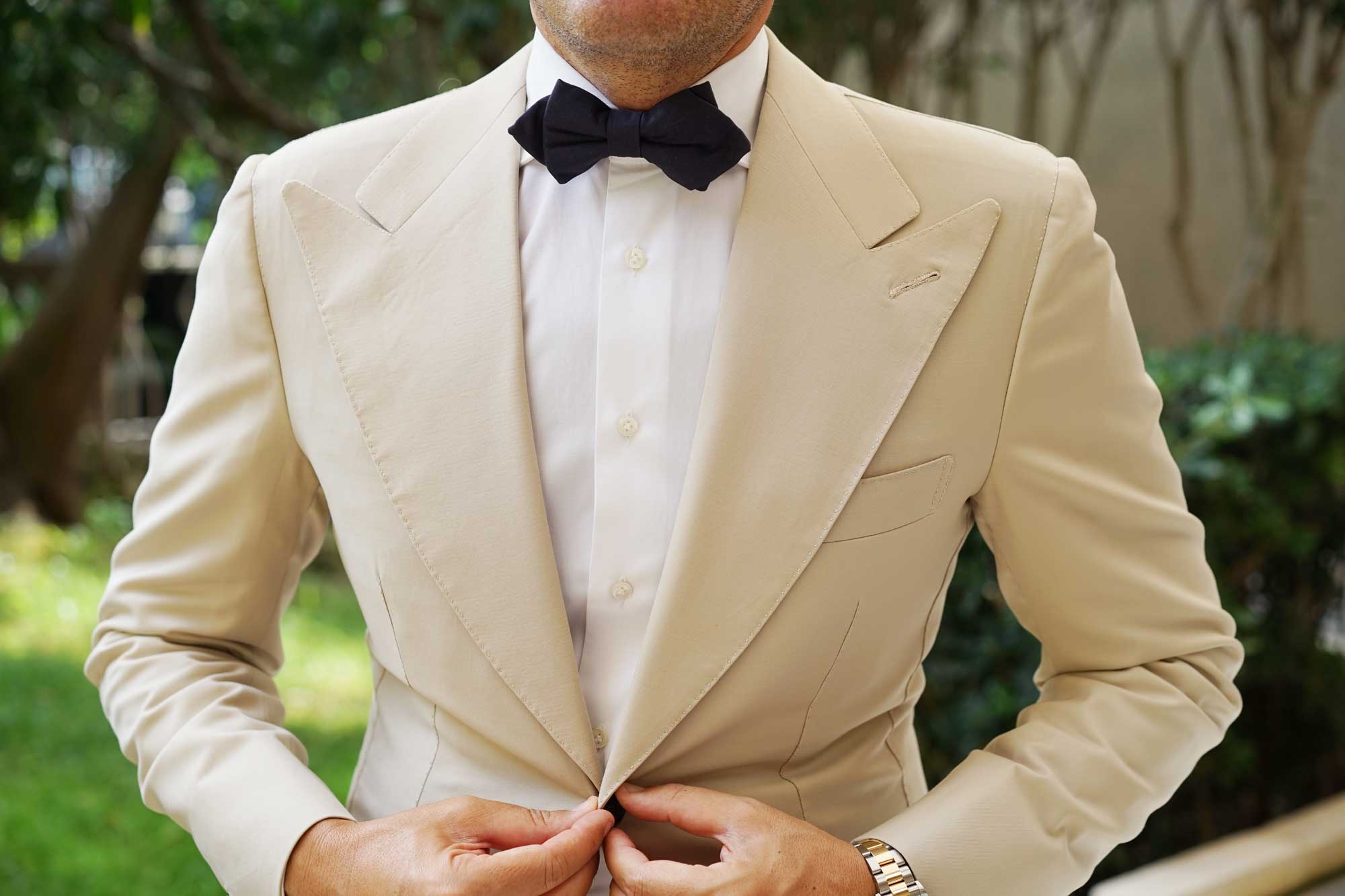 Navy Blue Cotton Diamond Bow Tie - Image 3