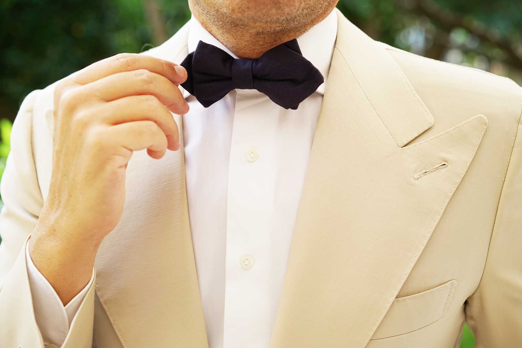 Navy Blue Cotton Diamond Bow Tie - Image 6