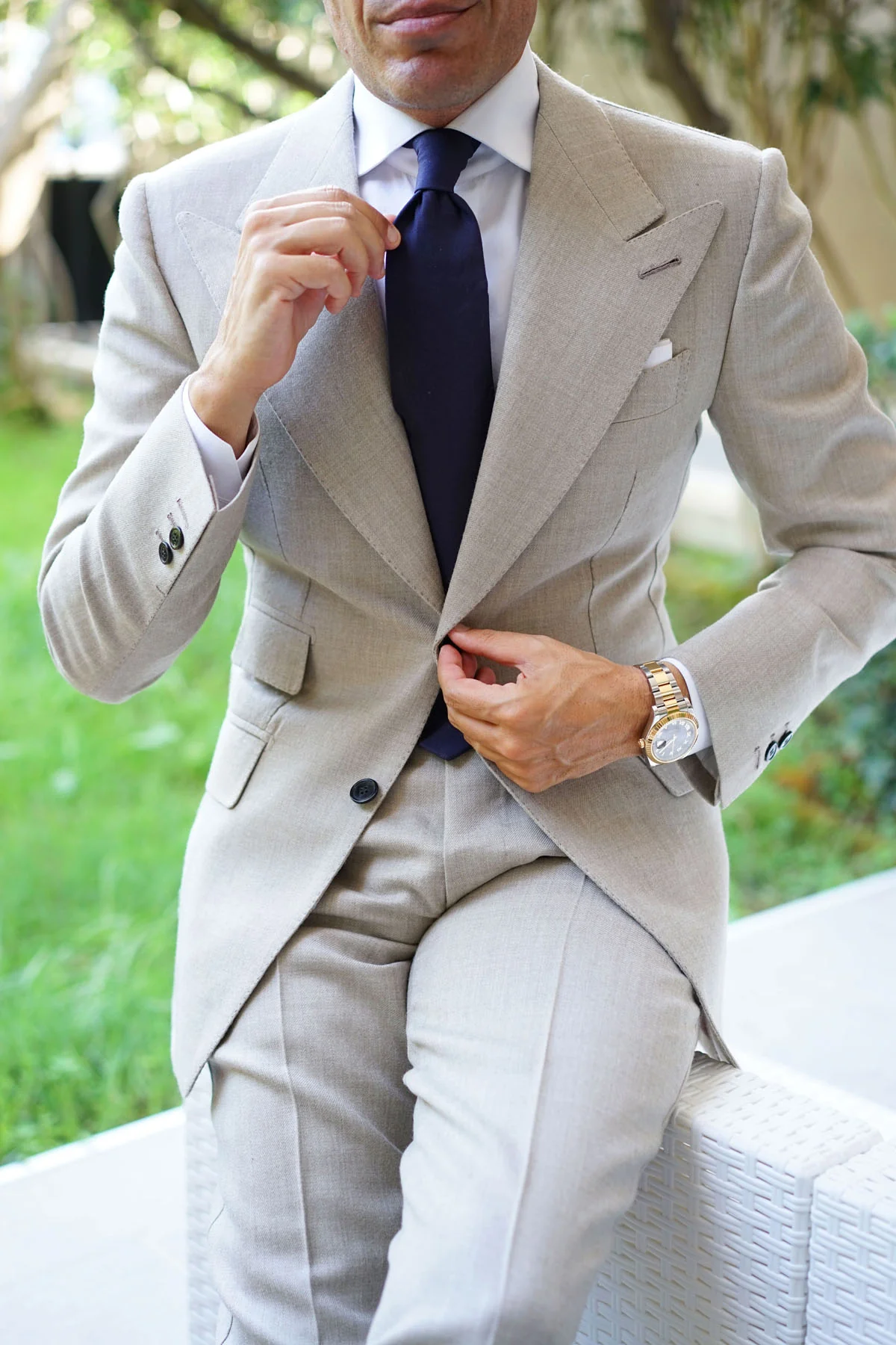 Navy Blue Cotton Necktie - Image 12