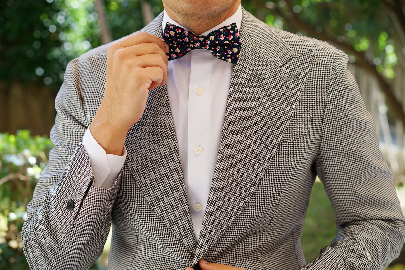 Navy Blue Liberty Floral Flower Bow Tie - Image 5