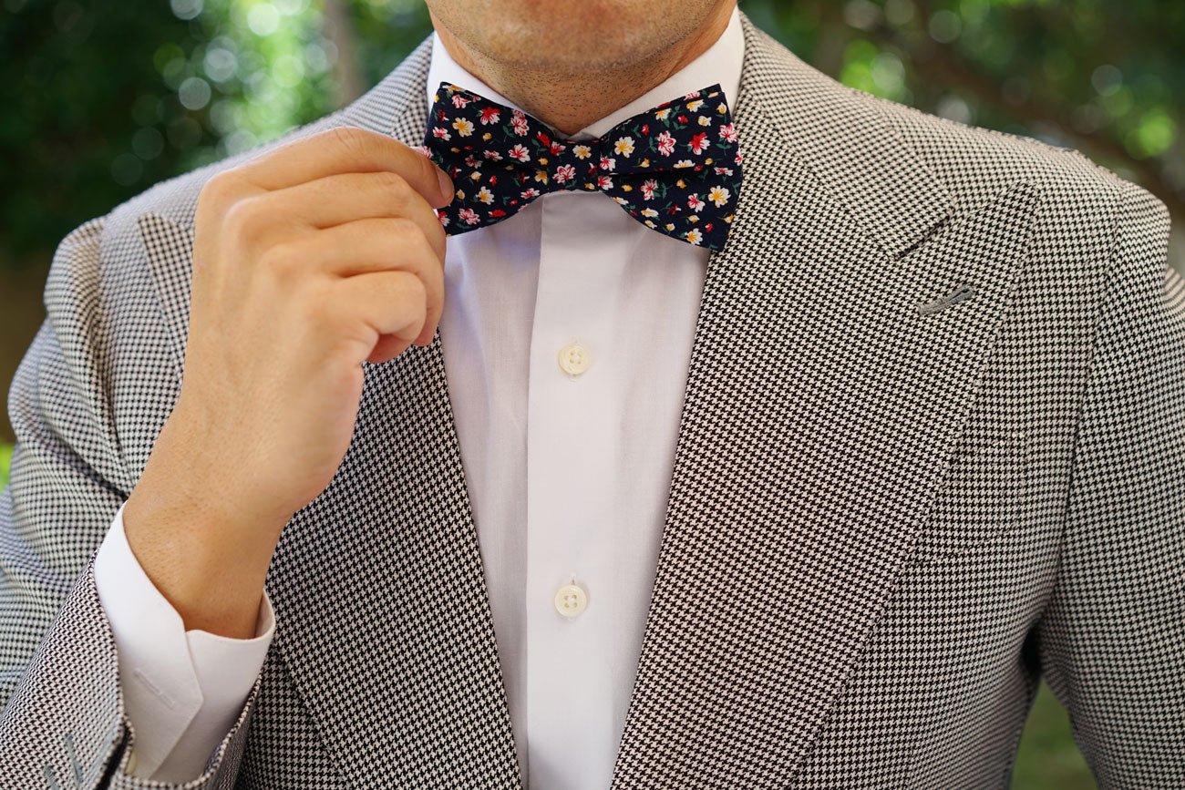 Navy Blue Liberty Floral Flower Bow Tie - Image 6