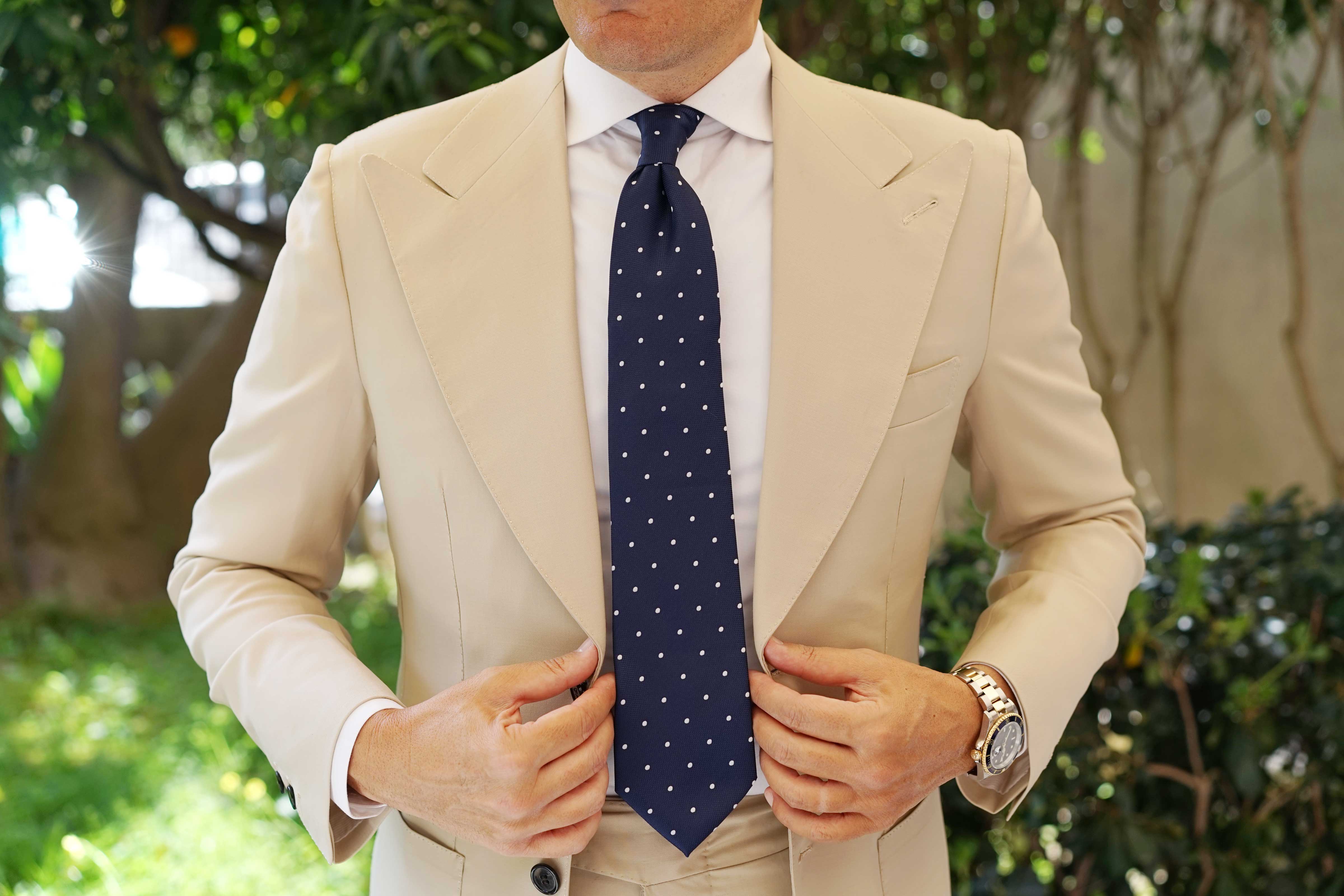 Navy Blue Polkadots Tie - Image 9