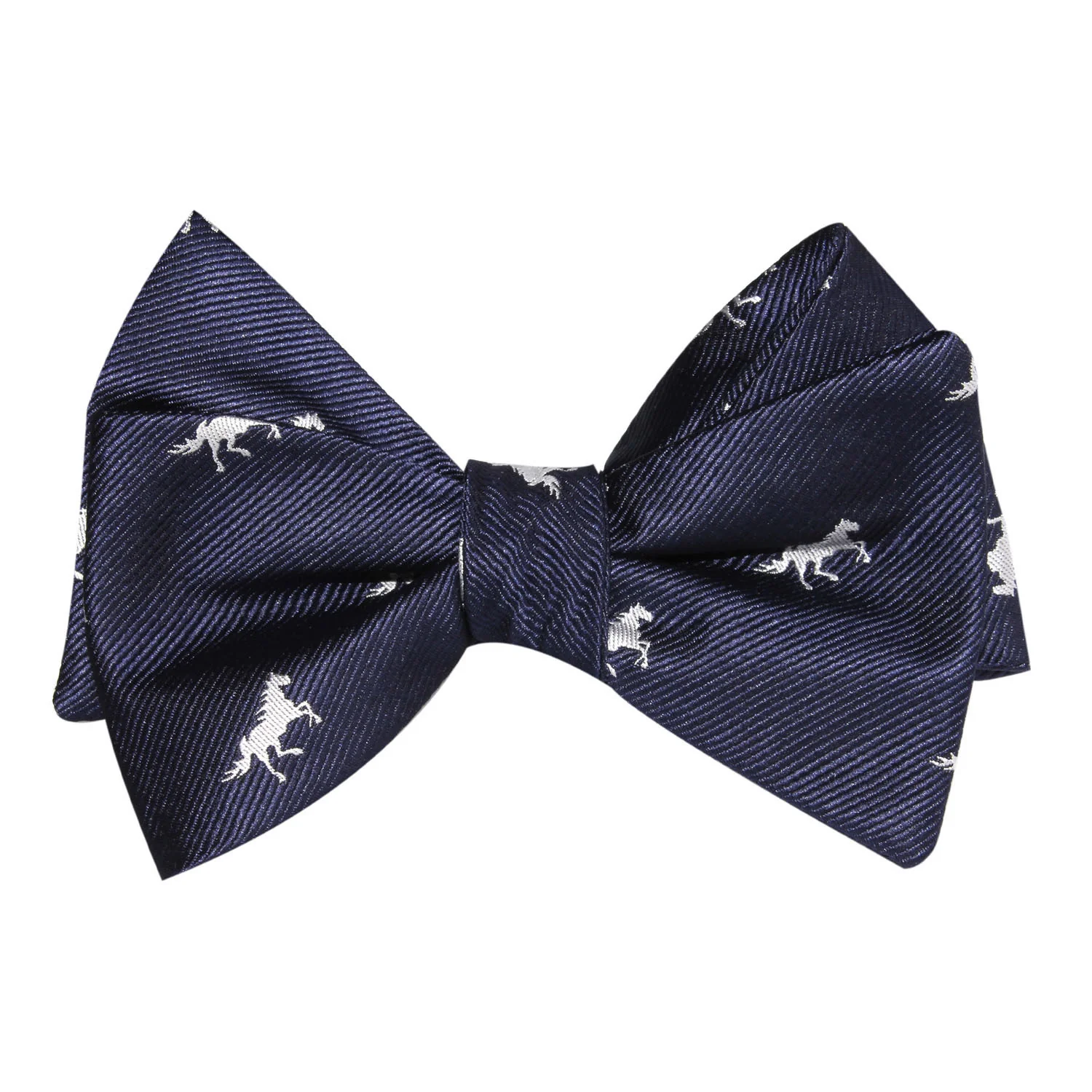Navy Blue Race Horse Self Tie Bow Tie - Image 2