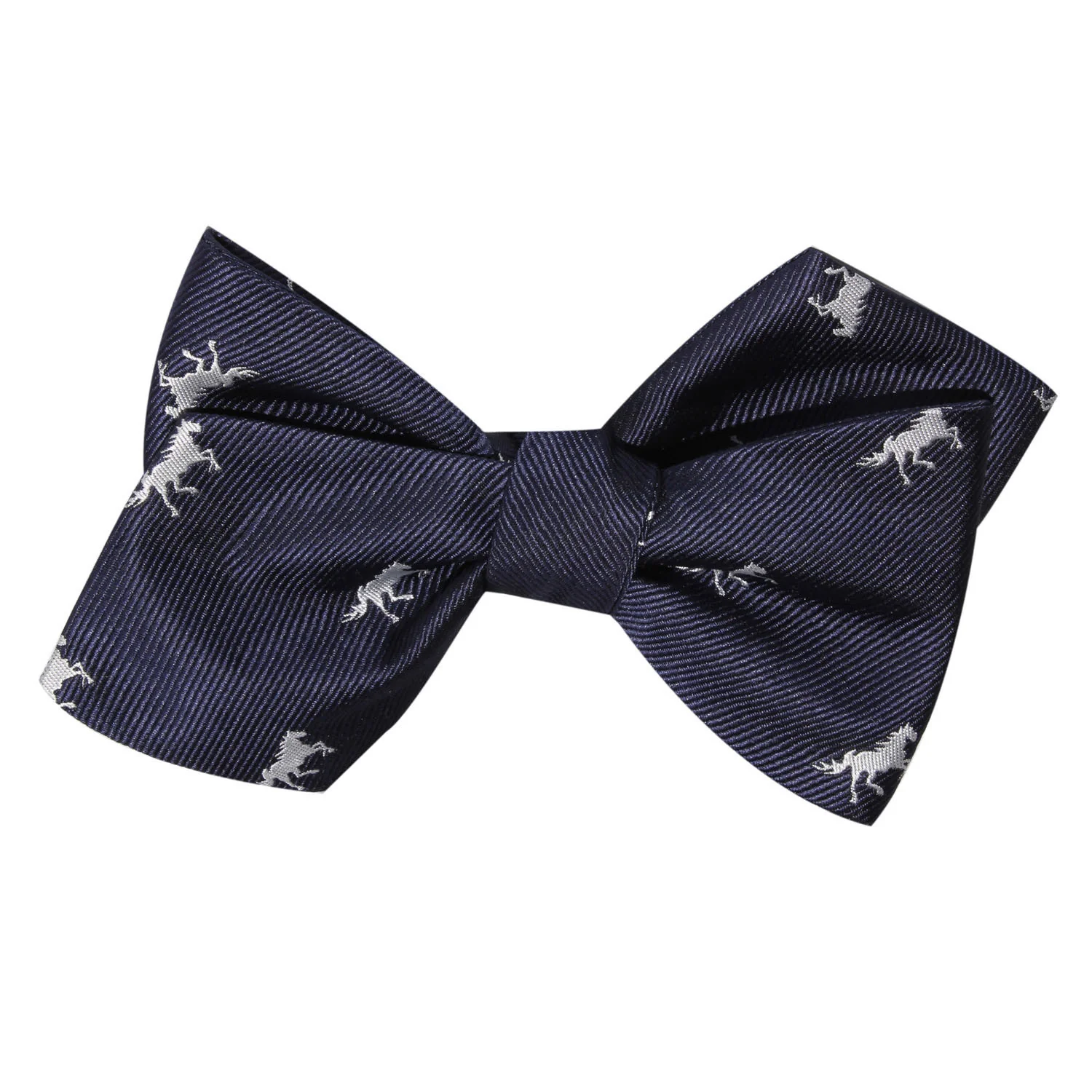 Navy Blue Race Horse Self Tie Diamond Tip Bow Tie - Image 3