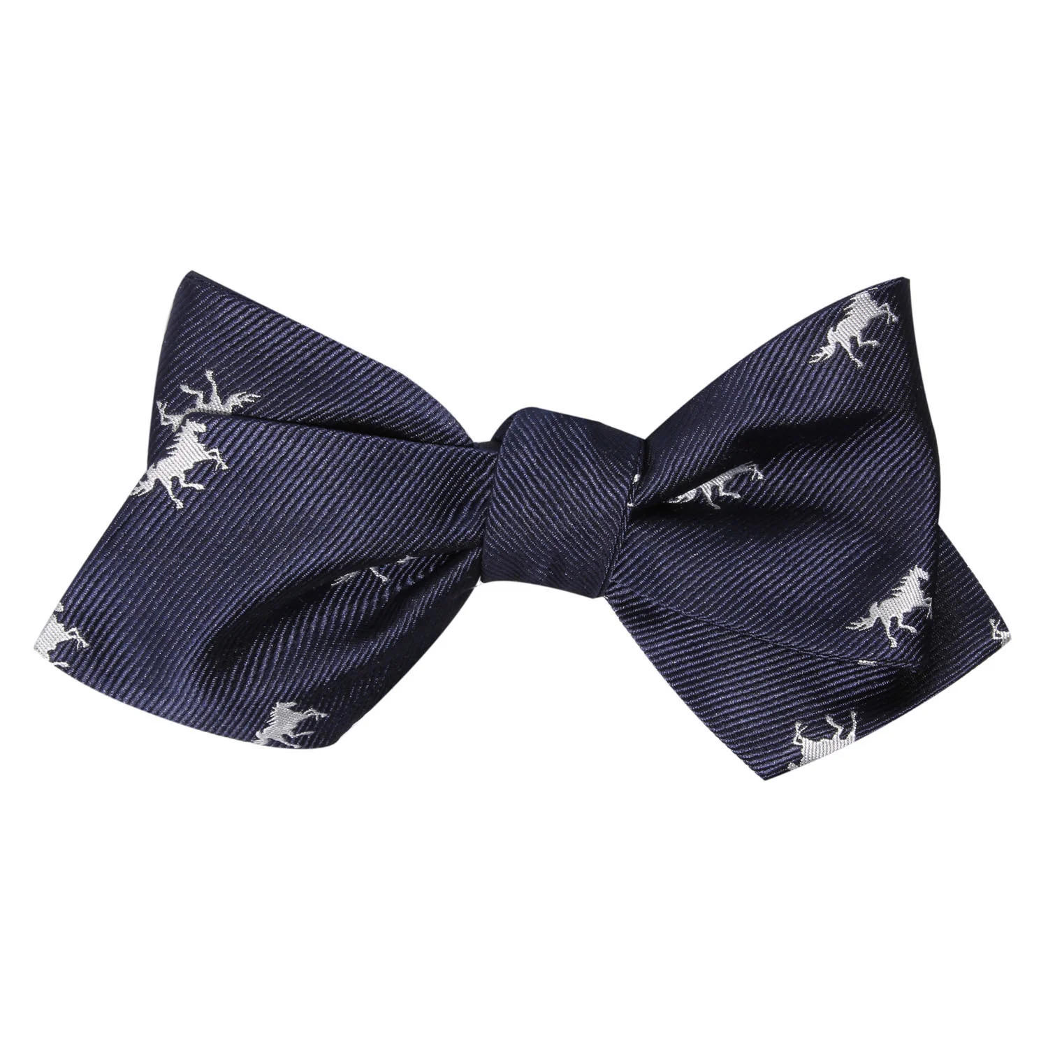 Navy Blue Race Horse Self Tie Diamond Tip Bow Tie - Image 4