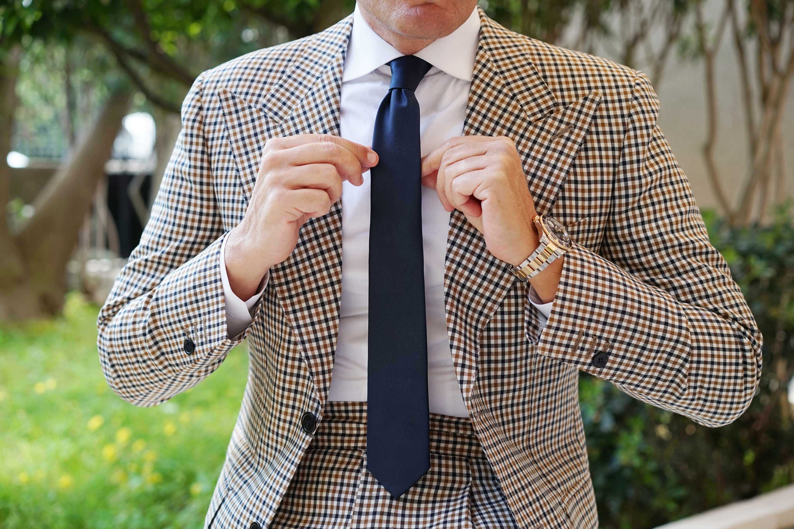 Navy Blue Skinny Tie - Image 3