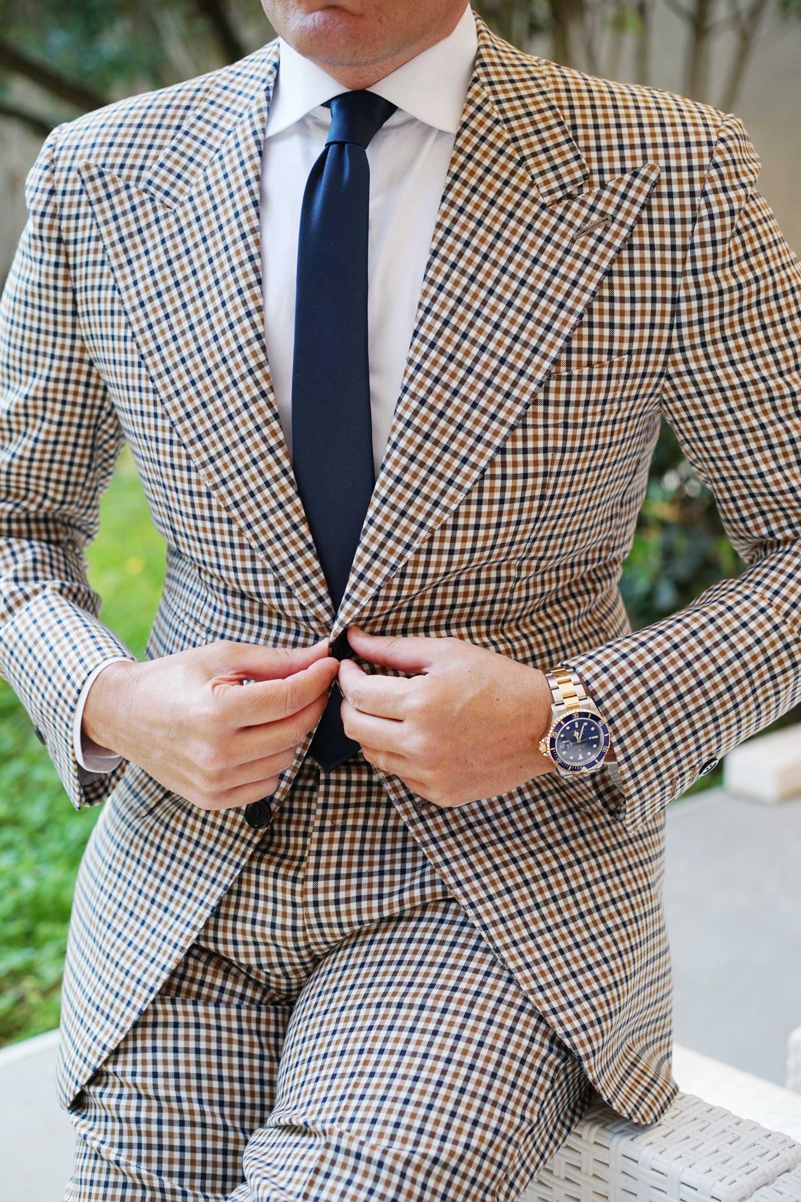 Navy Blue Skinny Tie - Image 4