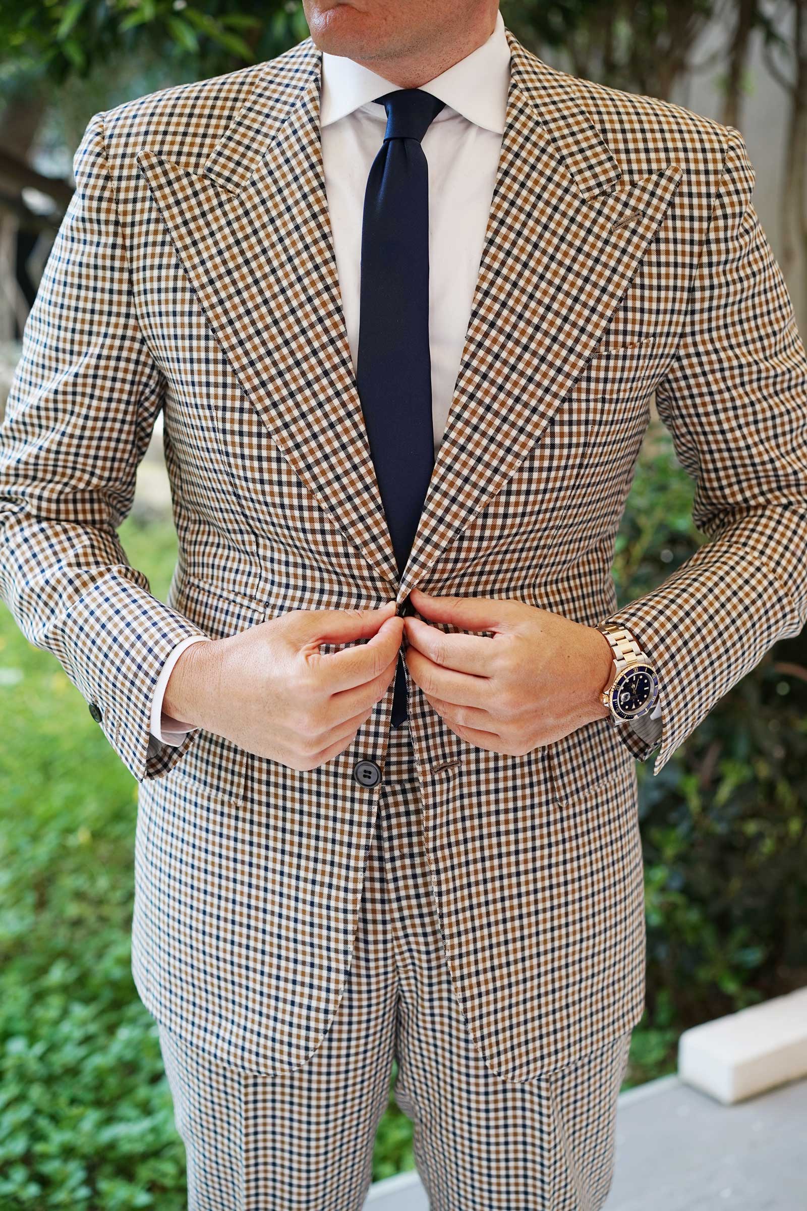 Navy Blue Skinny Tie - Image 5