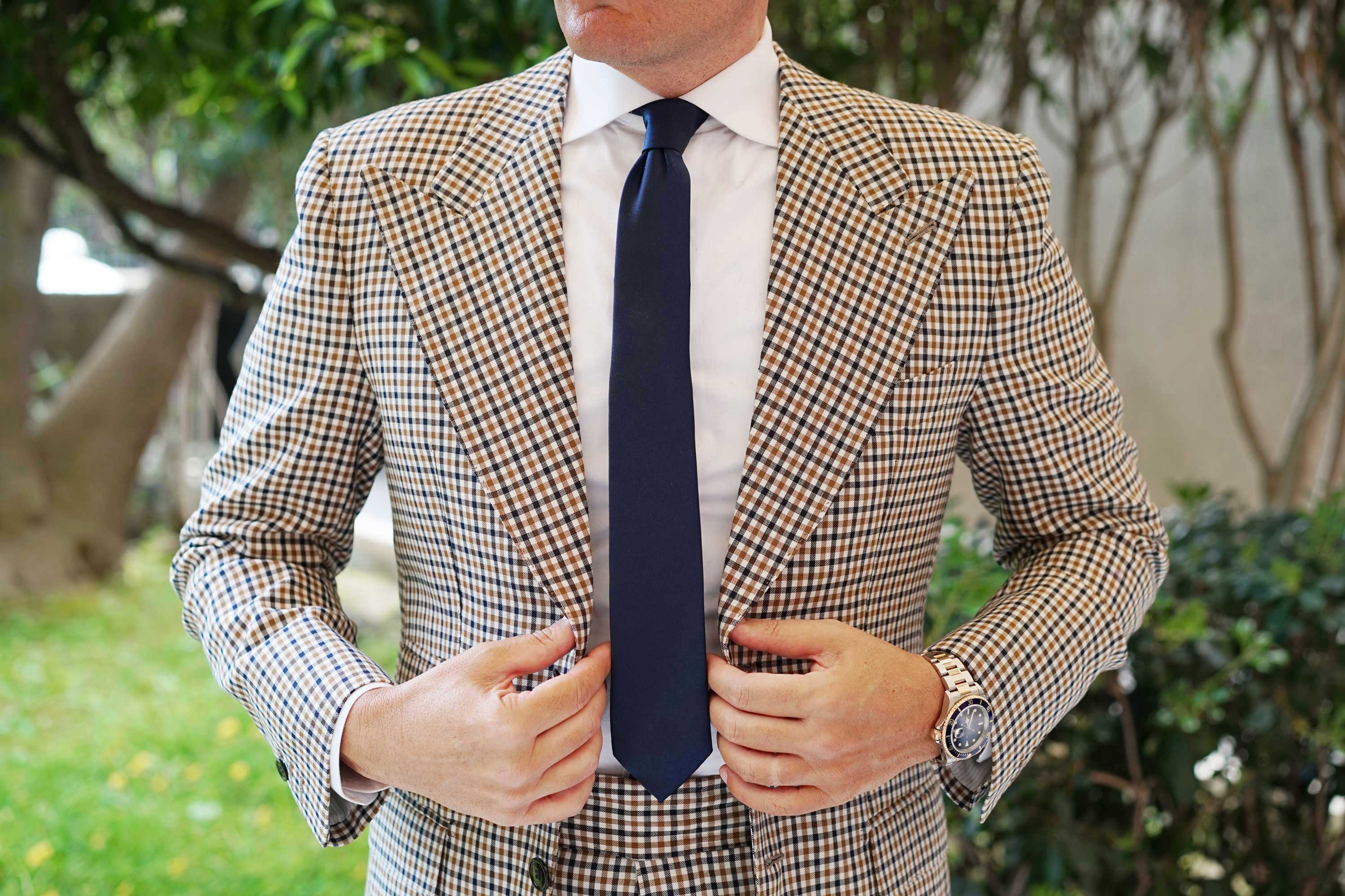 Navy Blue Skinny Tie - Image 6