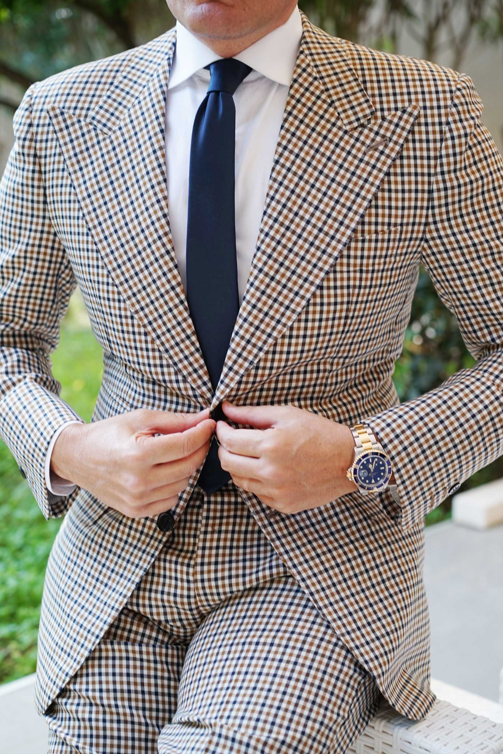 Navy Blue Skinny Tie - Image 7