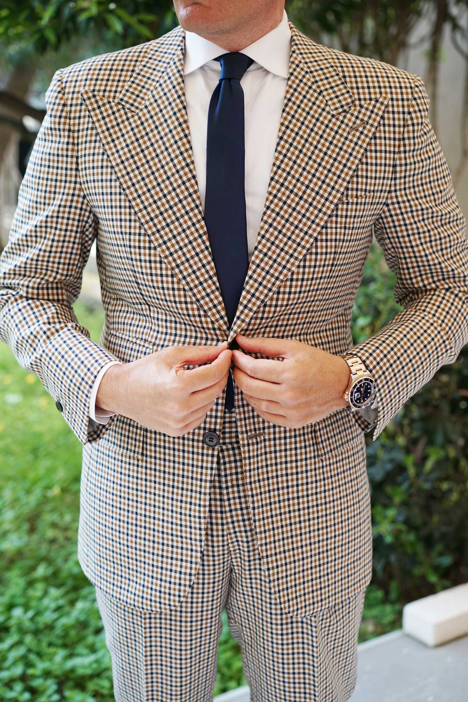 Navy Blue Skinny Tie - Image 8