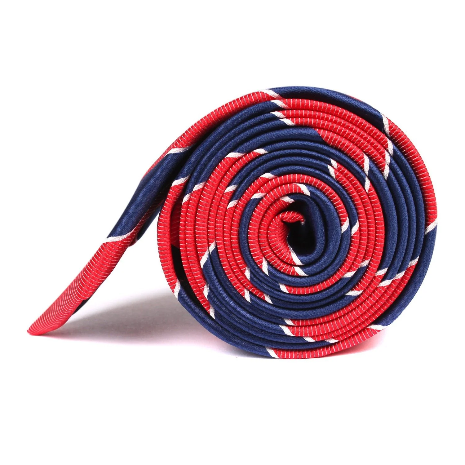 Navy Blue White and Red Diagonal - Skinny Tie - Image 3