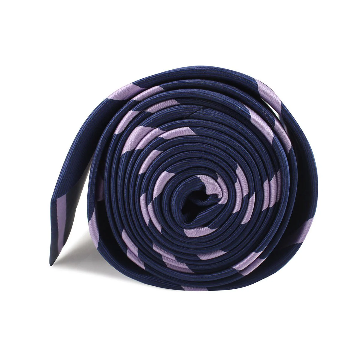 Navy Blue with Lavender Purple Stripes Necktie - Image 4