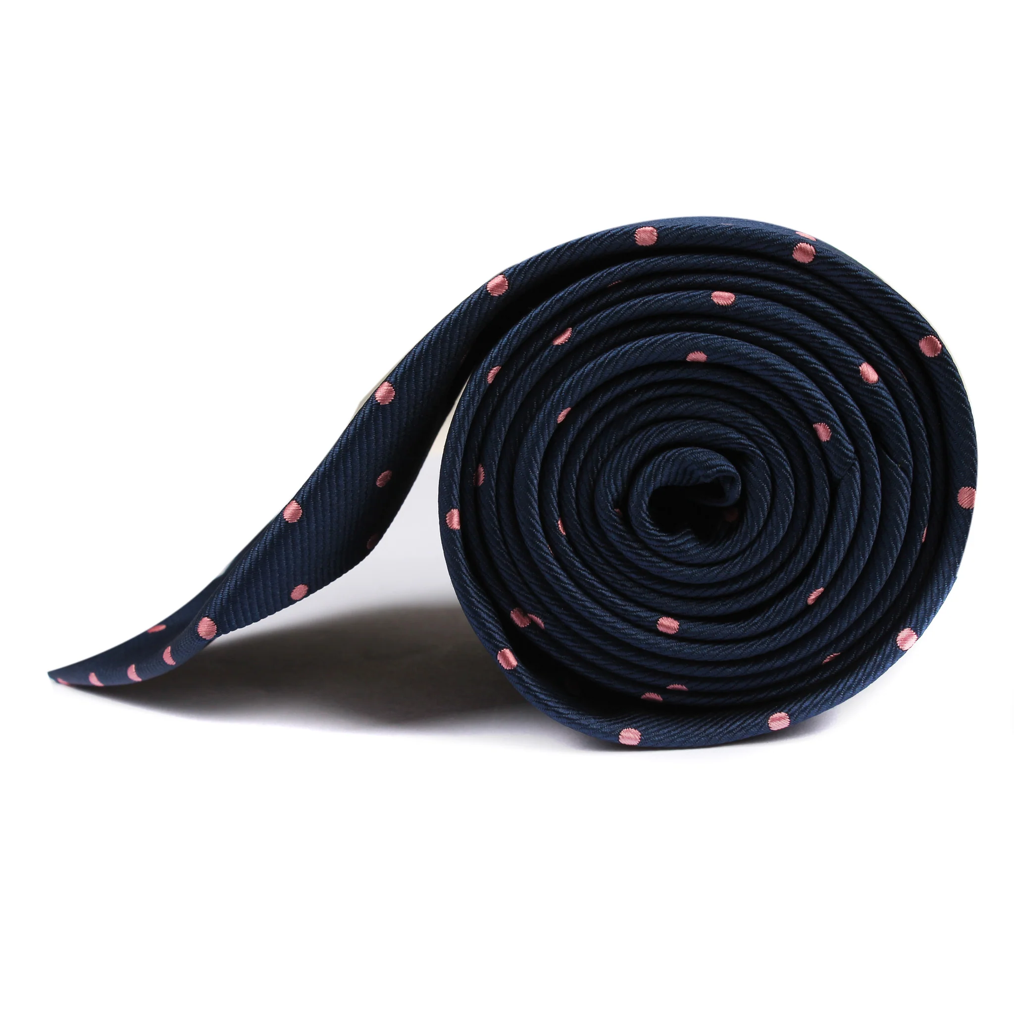 Navy Blue with Pink Polka Dots Tie - Image 4
