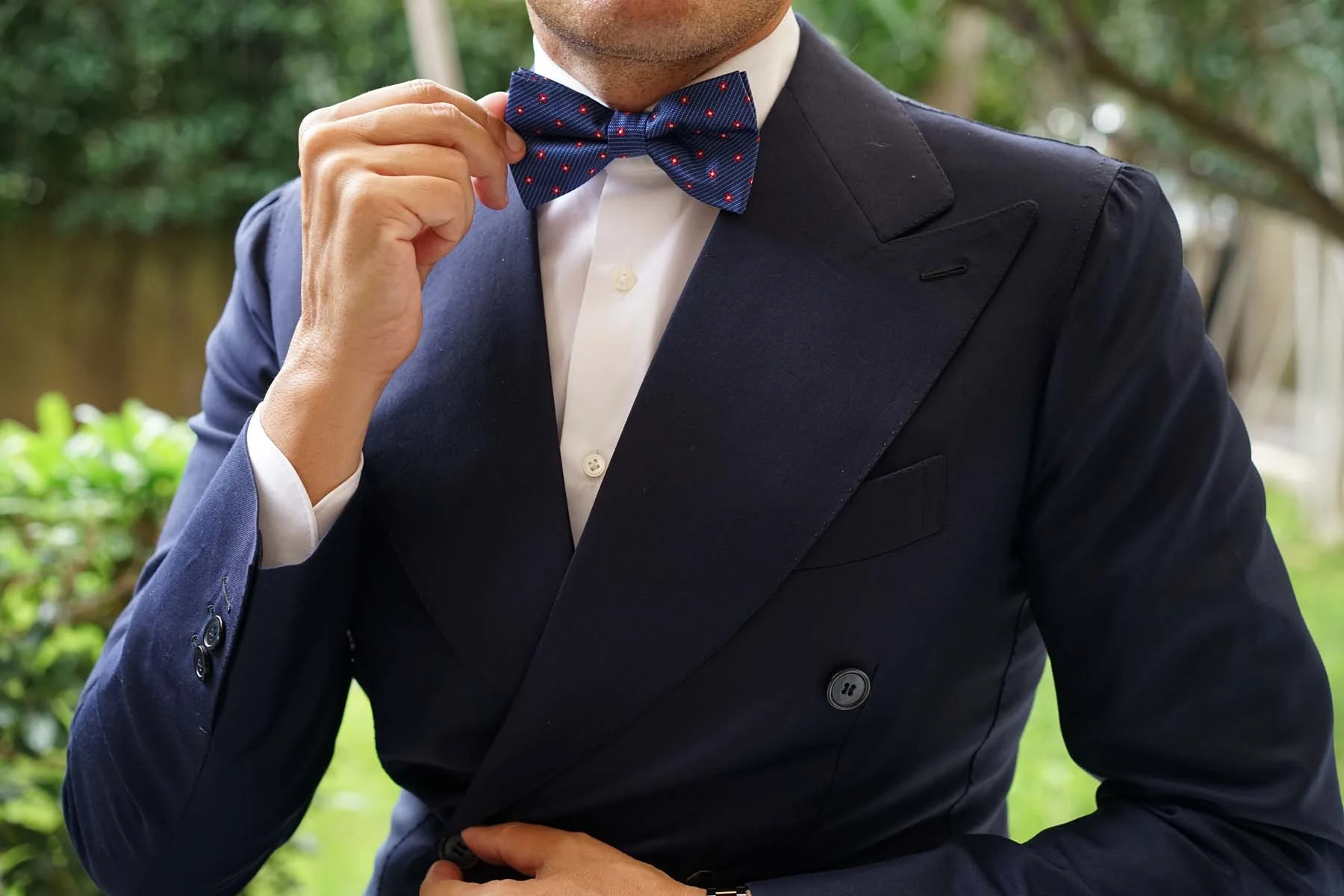 Navy Blue with Red Pattern - Bow Tie - Image 3