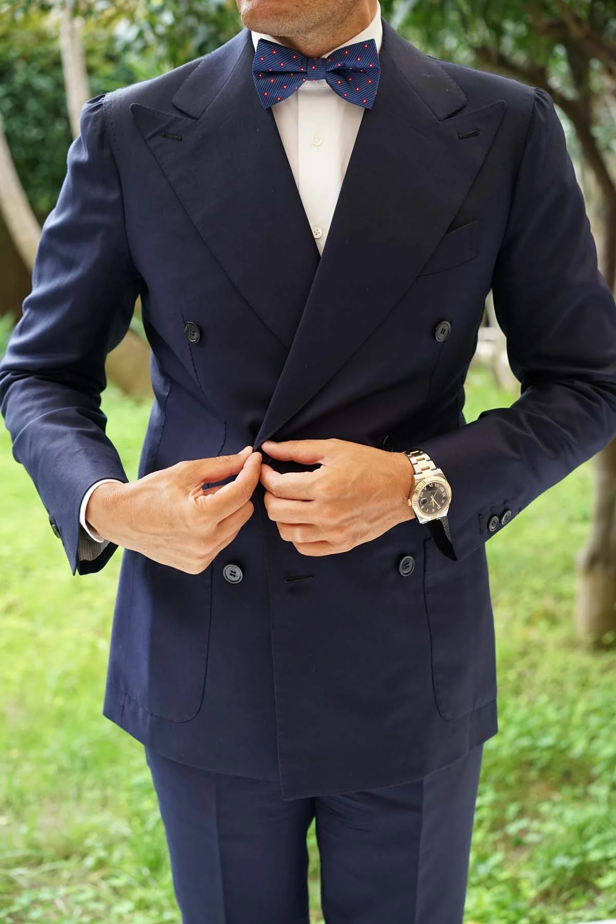 Navy Blue with Red Pattern - Bow Tie - Image 4