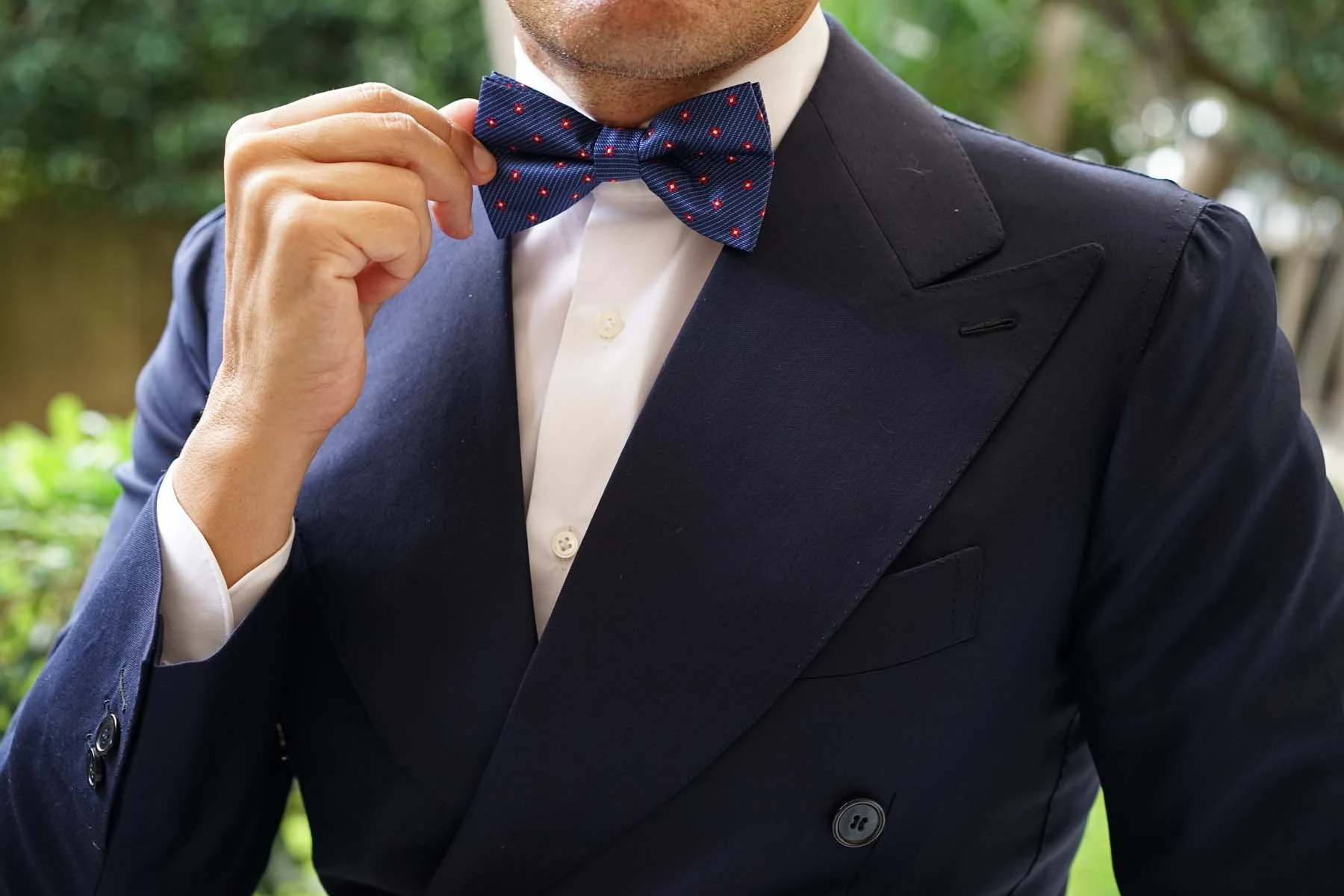 Navy Blue with Red Pattern - Bow Tie - Image 5