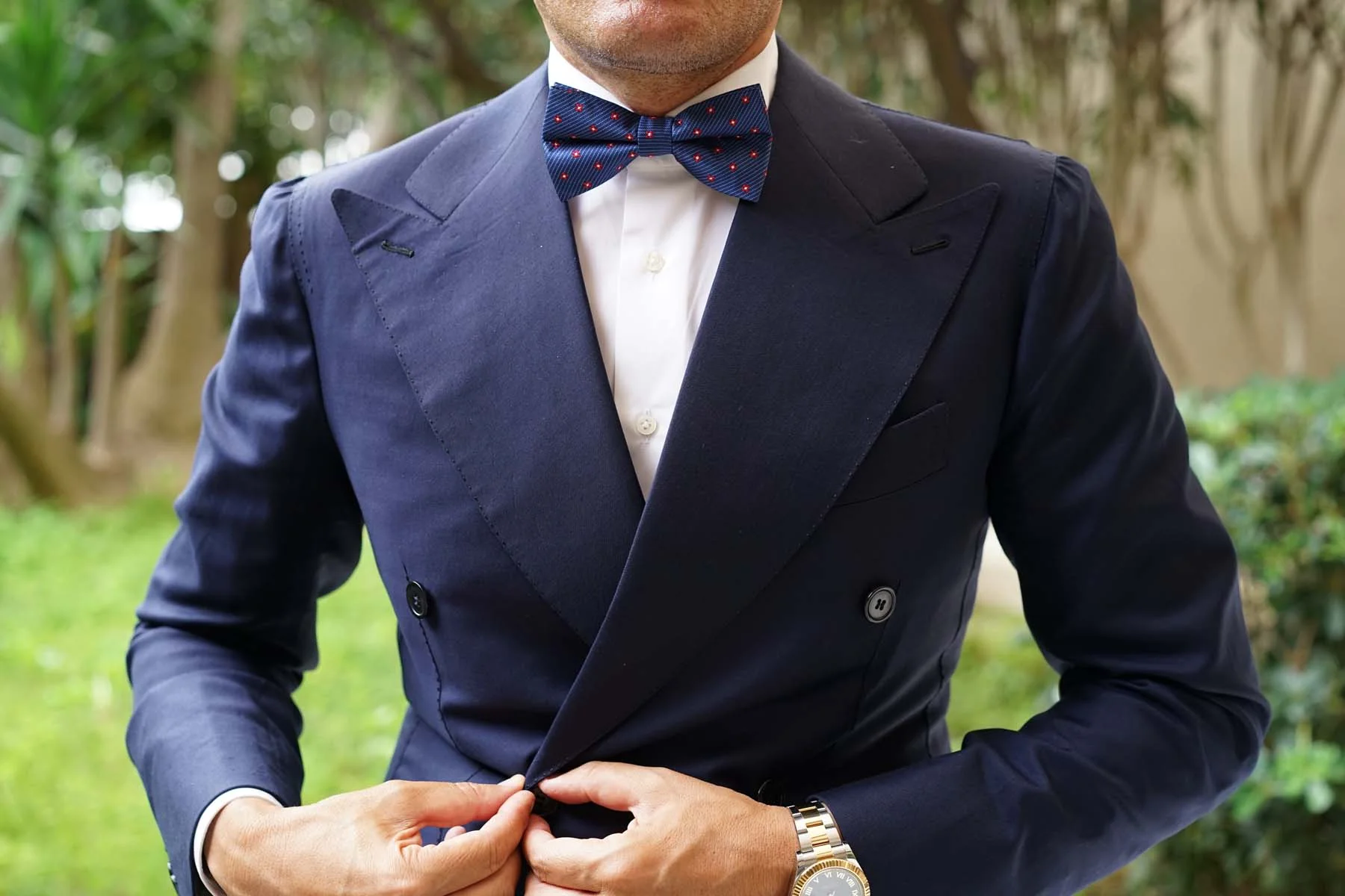 Navy Blue with Red Pattern - Bow Tie - Image 6