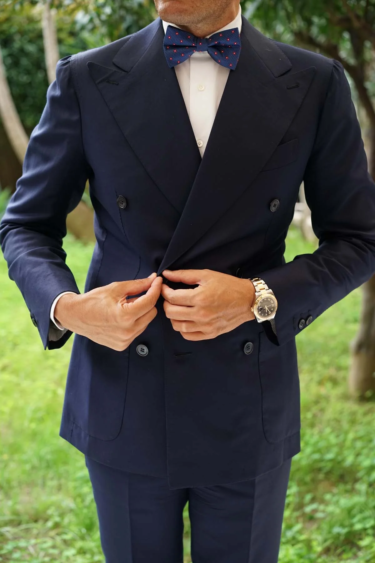Navy Blue with Red Pattern - Bow Tie - Image 7