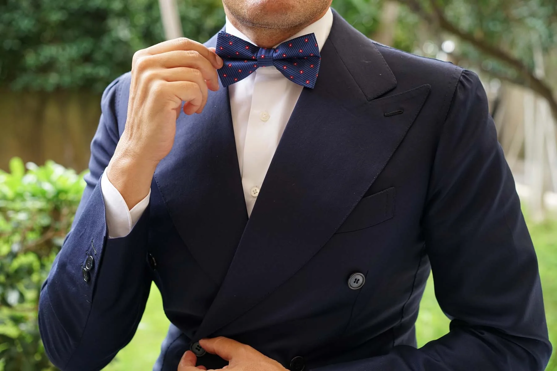 Navy Blue with Red Pattern - Bow Tie - Image 8